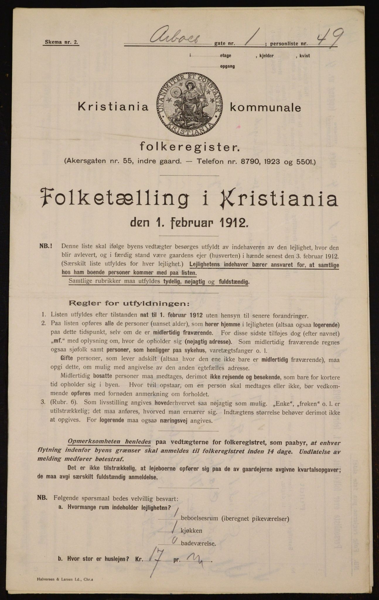 OBA, Kommunal folketelling 1.2.1912 for Kristiania, 1912, s. 1639