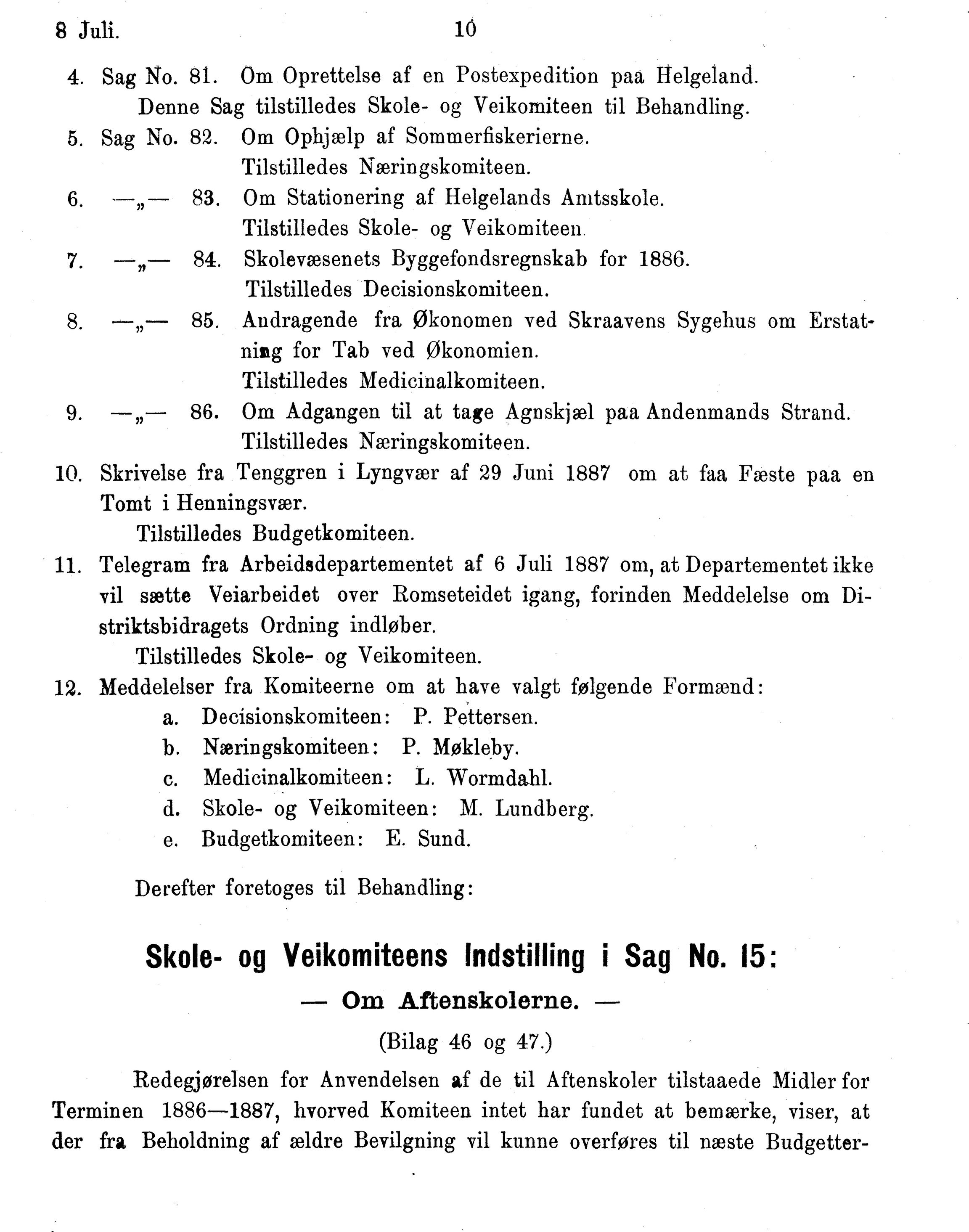 Nordland Fylkeskommune. Fylkestinget, AIN/NFK-17/176/A/Ac/L0015: Fylkestingsforhandlinger 1886-1890, 1886-1890