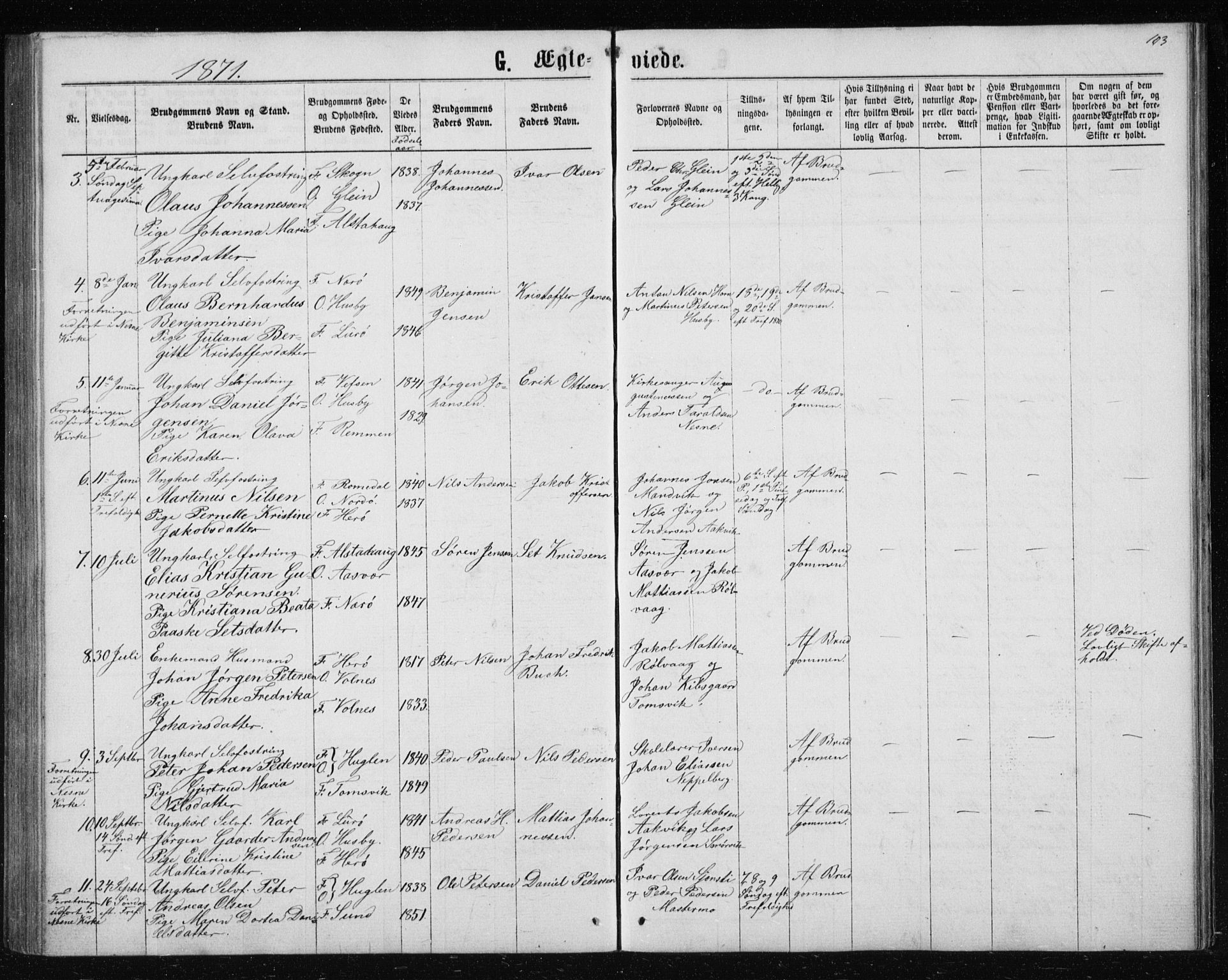 Ministerialprotokoller, klokkerbøker og fødselsregistre - Nordland, AV/SAT-A-1459/835/L0531: Klokkerbok nr. 835C03, 1865-1877, s. 103