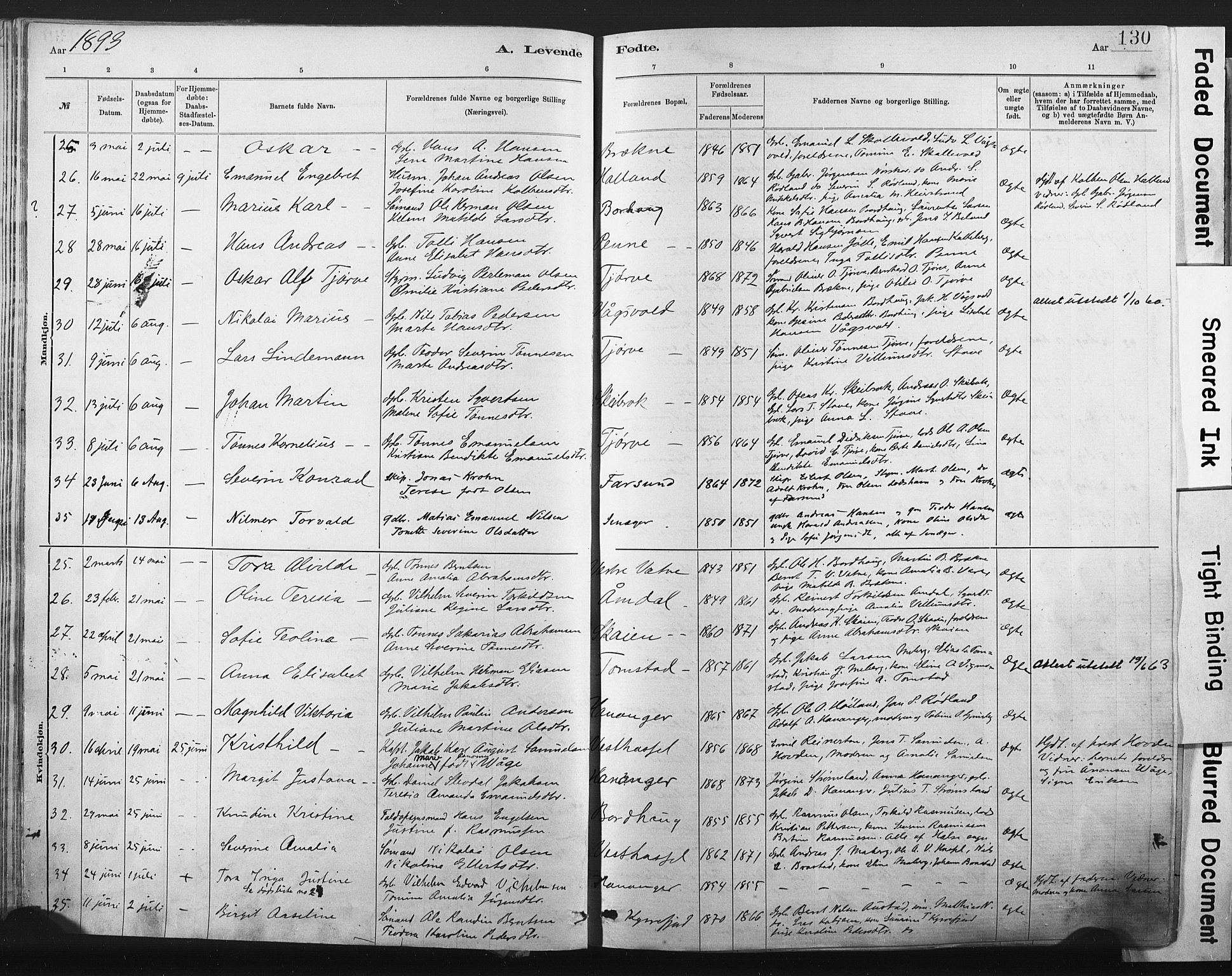 Lista sokneprestkontor, AV/SAK-1111-0027/F/Fa/L0012: Ministerialbok nr. A 12, 1879-1903, s. 130