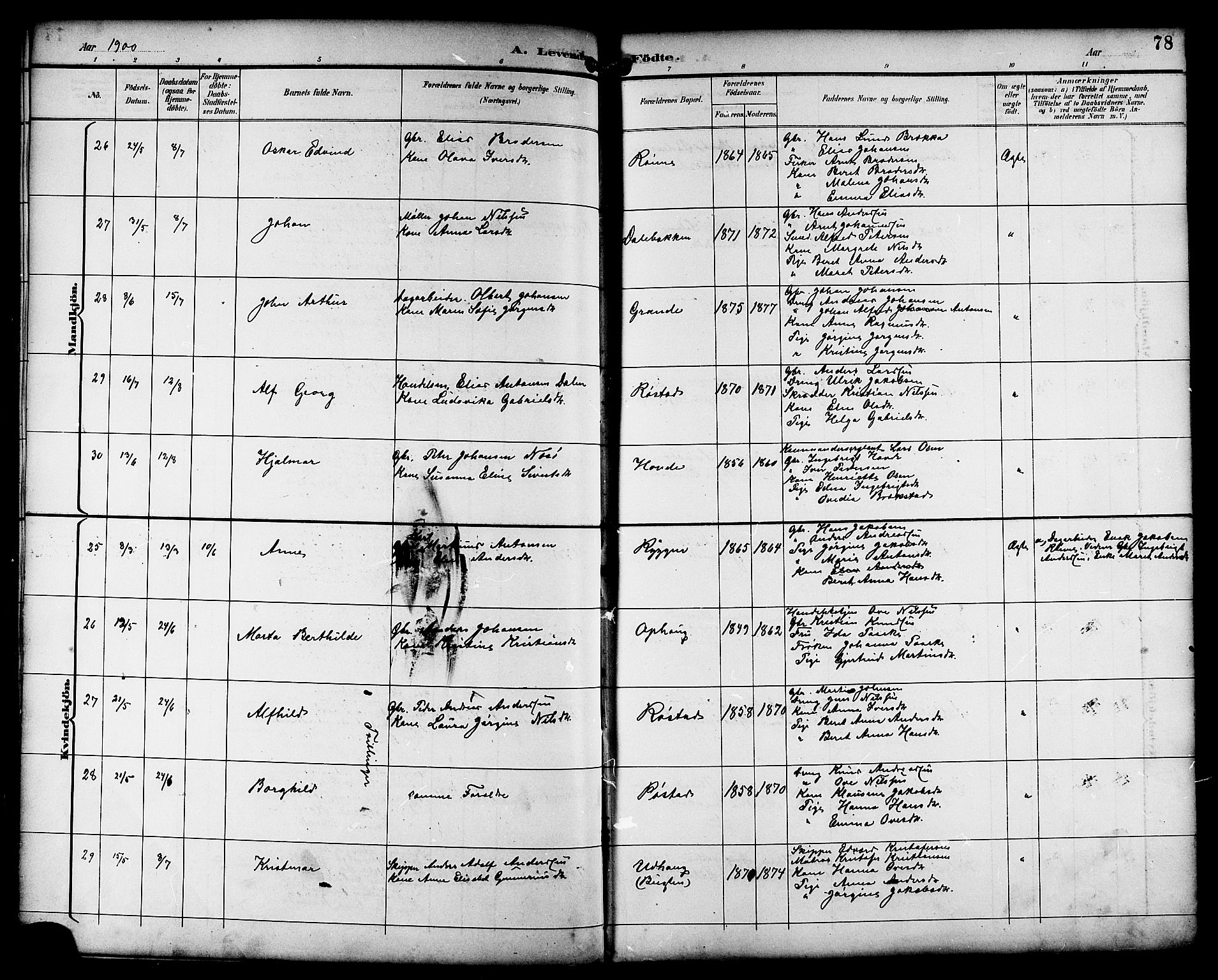 Ministerialprotokoller, klokkerbøker og fødselsregistre - Sør-Trøndelag, AV/SAT-A-1456/659/L0746: Klokkerbok nr. 659C03, 1893-1912, s. 78