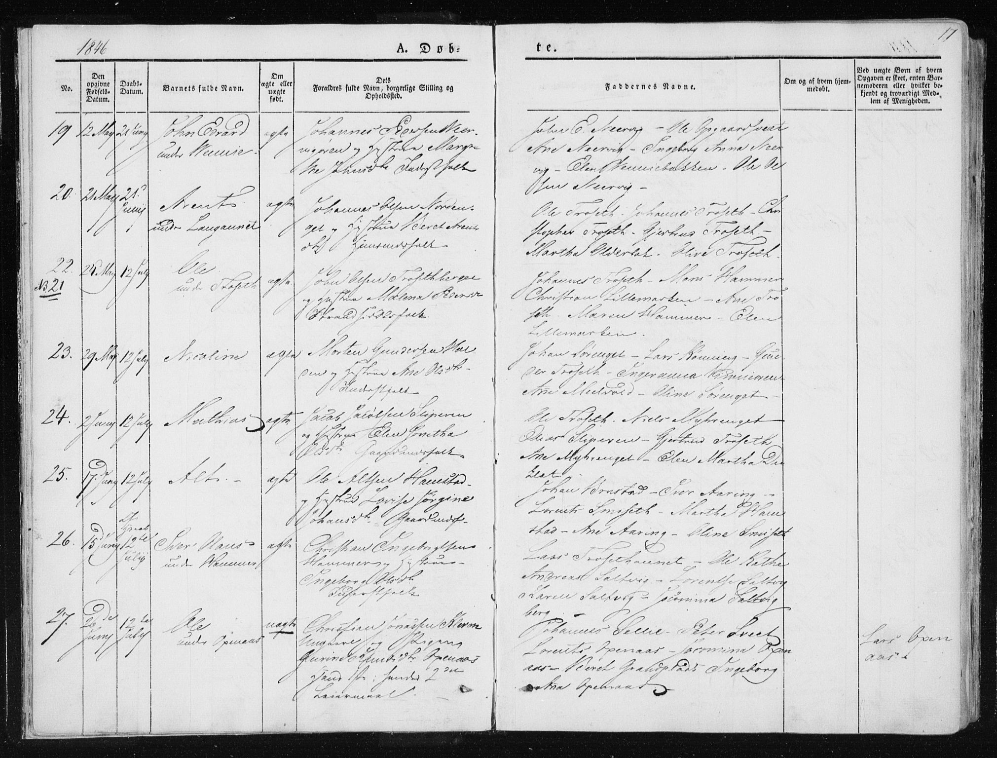 Ministerialprotokoller, klokkerbøker og fødselsregistre - Nord-Trøndelag, SAT/A-1458/733/L0323: Ministerialbok nr. 733A02, 1843-1870, s. 17