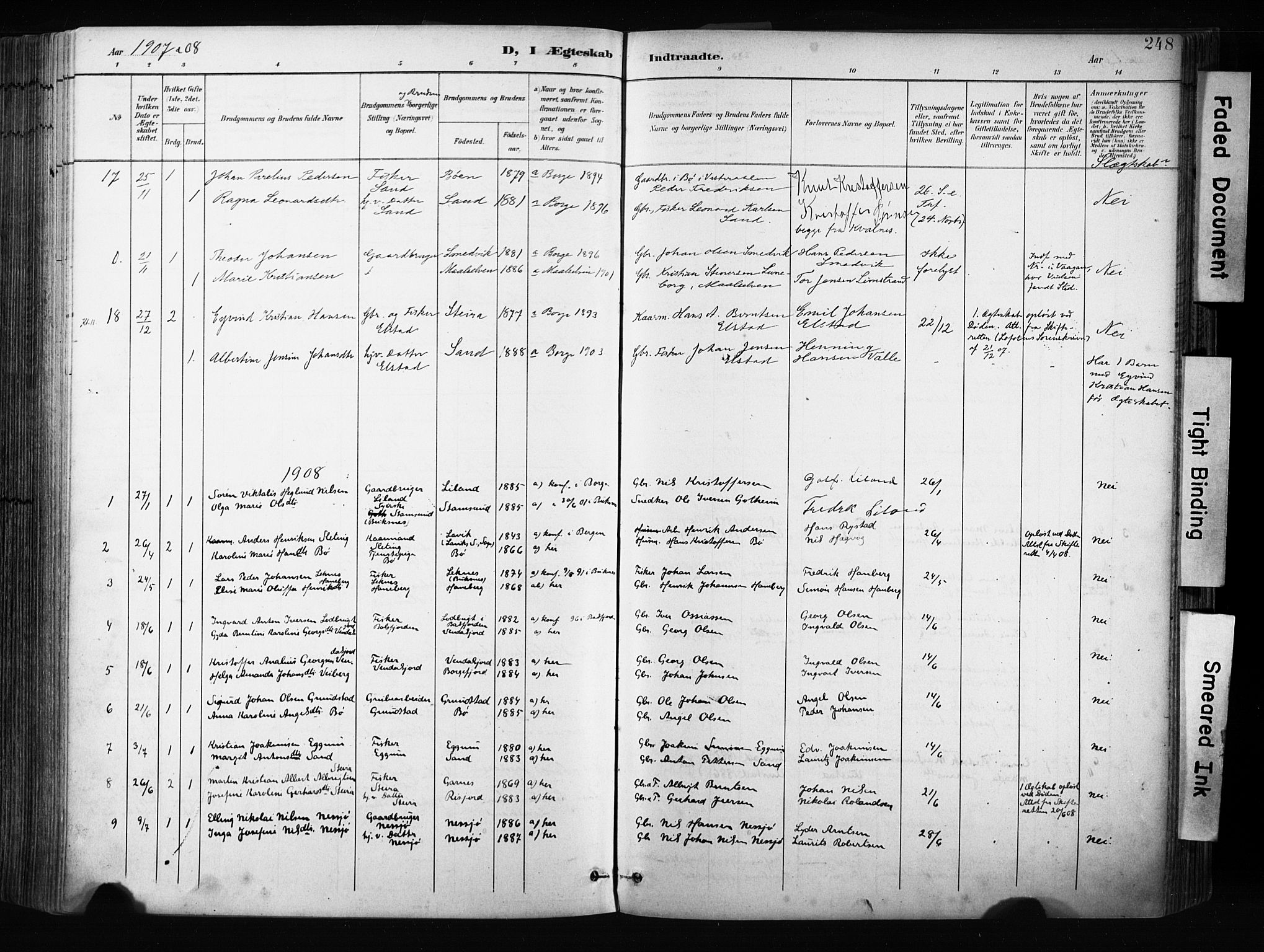 Ministerialprotokoller, klokkerbøker og fødselsregistre - Nordland, SAT/A-1459/880/L1134: Ministerialbok nr. 880A08, 1899-1908, s. 248
