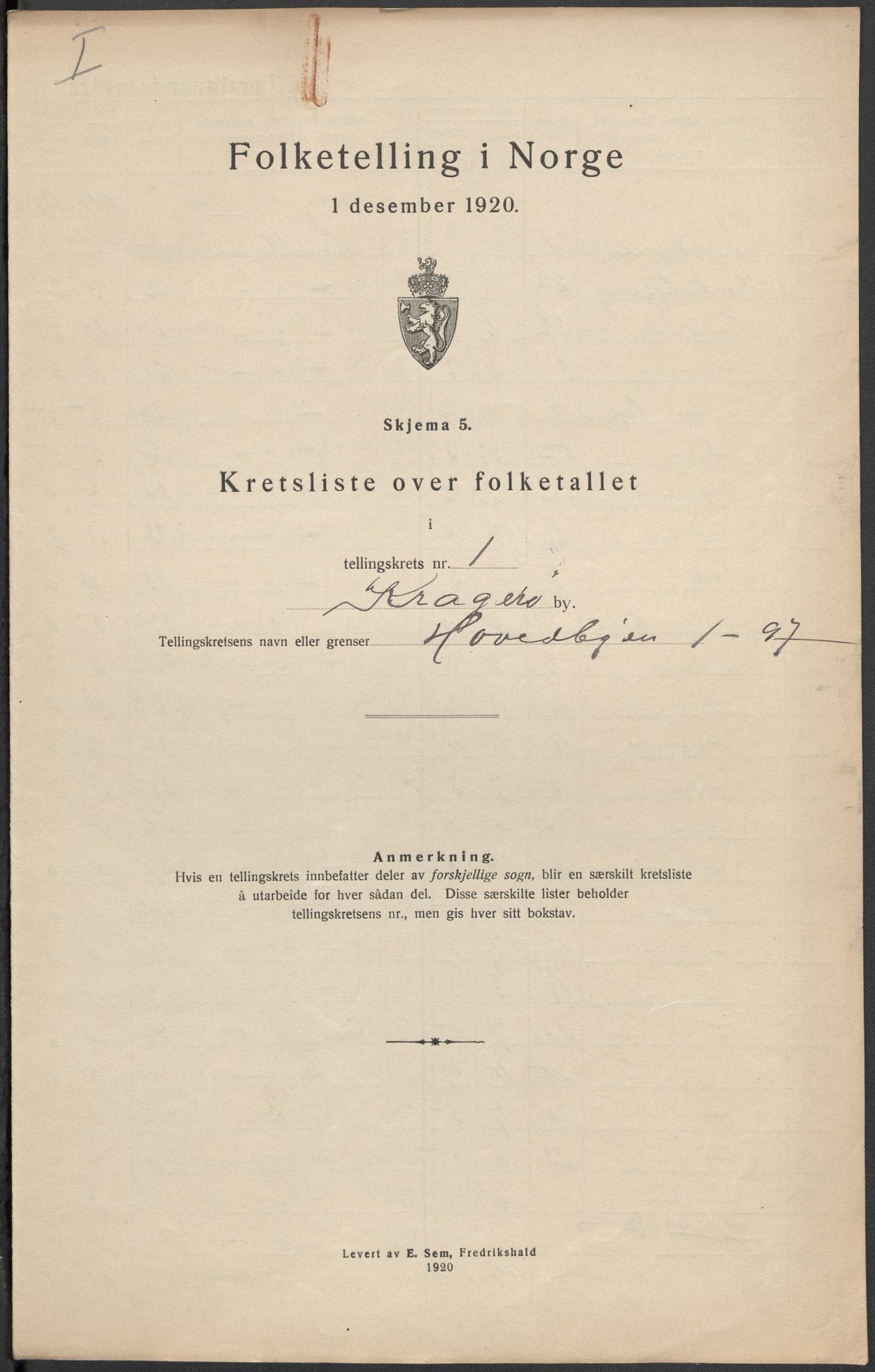 SAKO, Folketelling 1920 for 0801 Kragerø kjøpstad, 1920, s. 3