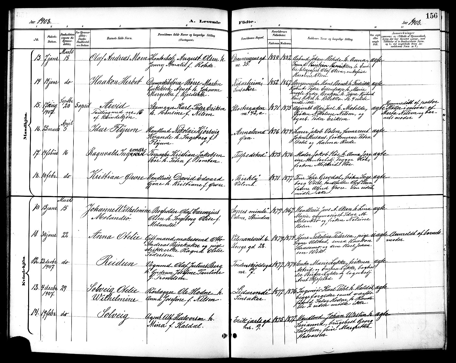 Ministerialprotokoller, klokkerbøker og fødselsregistre - Sør-Trøndelag, AV/SAT-A-1456/601/L0094: Klokkerbok nr. 601C12, 1898-1911, s. 156