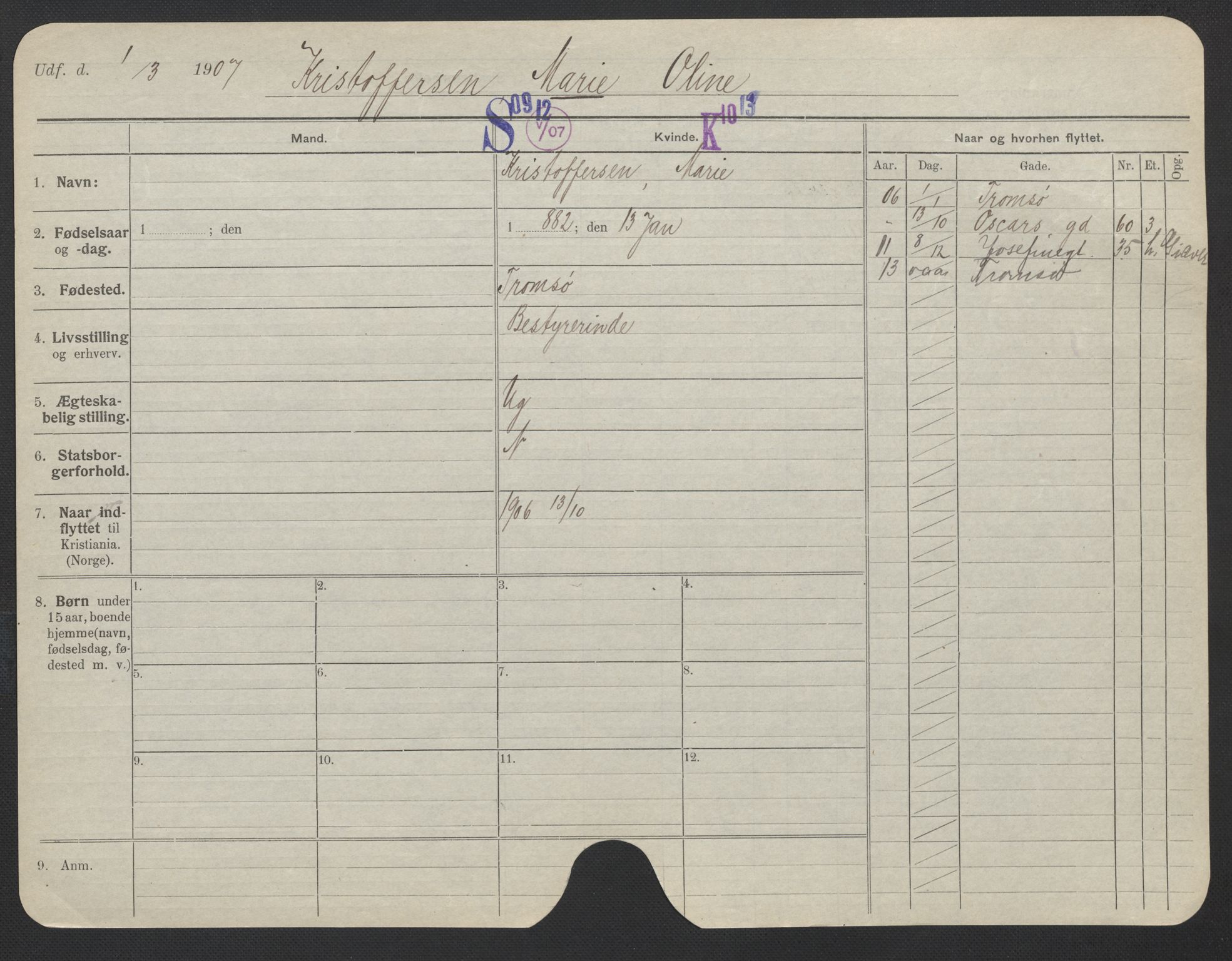 Oslo folkeregister, Registerkort, AV/SAO-A-11715/F/Fa/Fac/L0019: Kvinner, 1906-1914, s. 554a