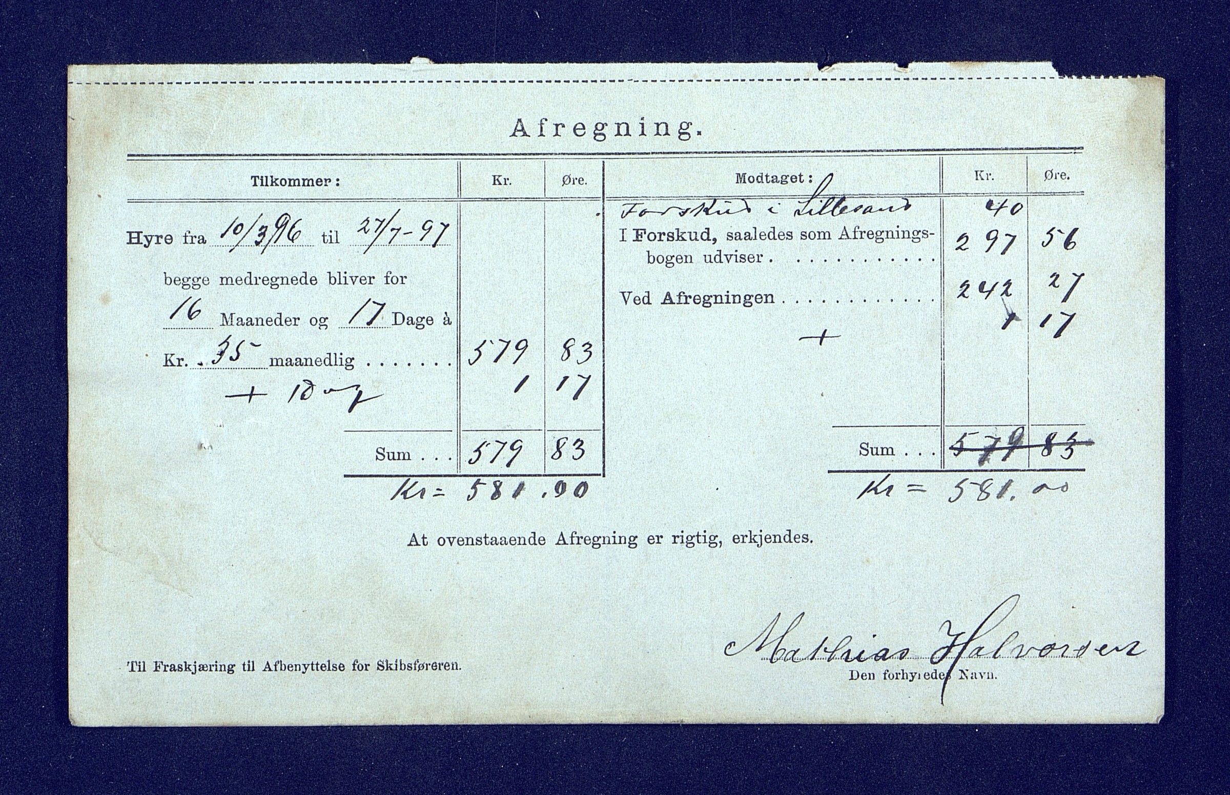 O. Terjesens rederi, AAKS/PA-2525/R/R02/L0001: Regnskapsbilag, 1884-1898