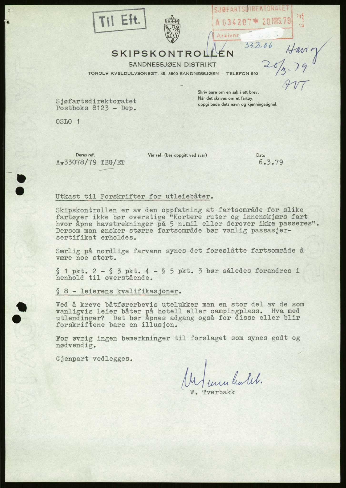 Sjøfartsdirektoratet med forløpere, generelt arkiv, AV/RA-S-1407/D/Du/Duc/L0642/0001: Skipskontrollen - Forskrifter / Forskrift om utleiebåter (2 mapper), 1978-1987, s. 347