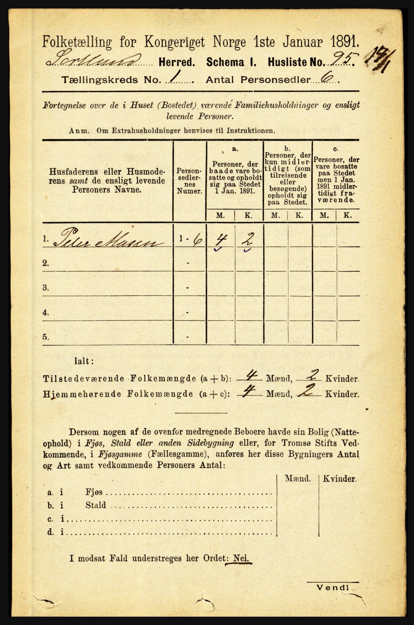 RA, Folketelling 1891 for 1870 Sortland herred, 1891, s. 112