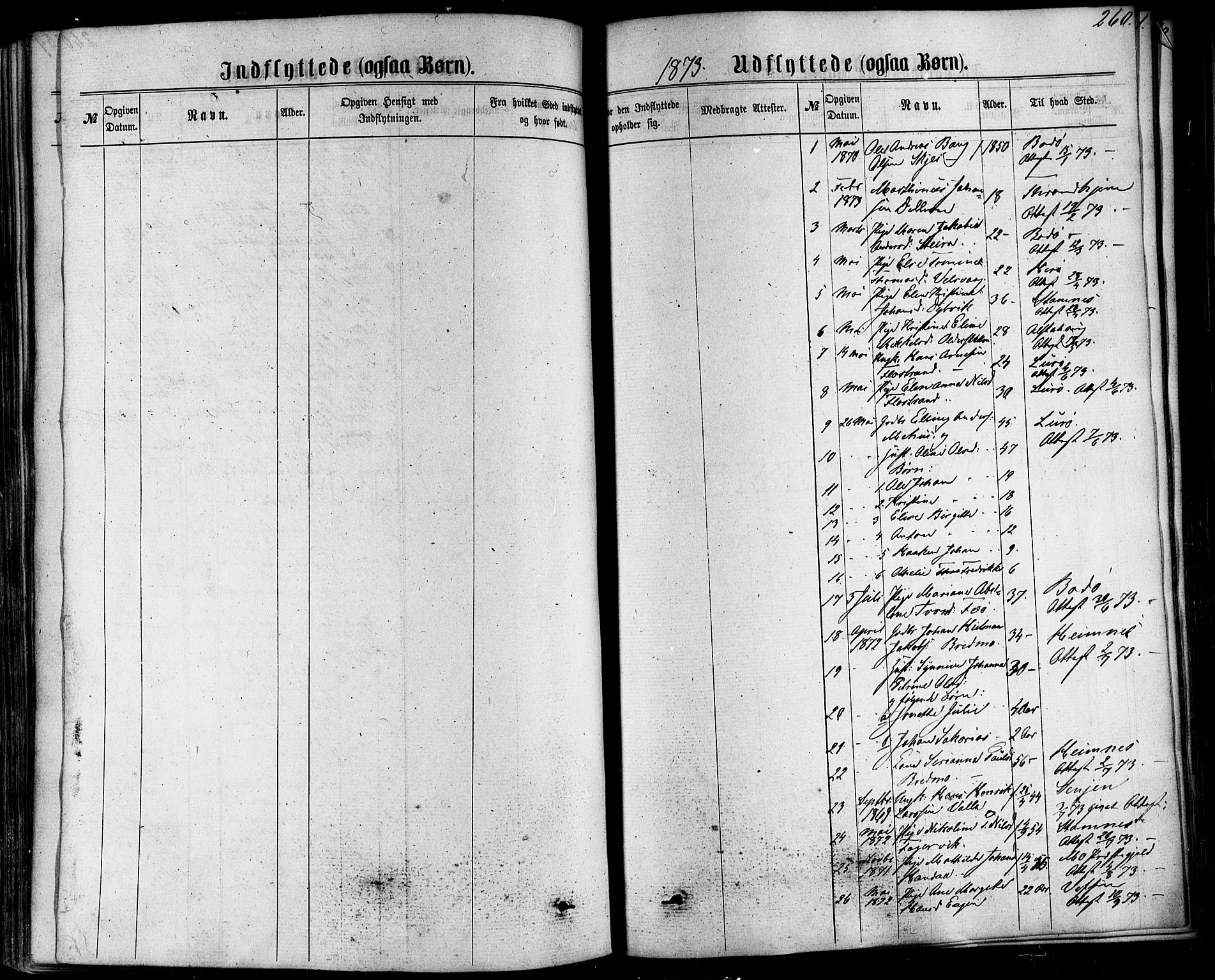 Ministerialprotokoller, klokkerbøker og fødselsregistre - Nordland, SAT/A-1459/838/L0551: Ministerialbok nr. 838A09, 1864-1880, s. 260
