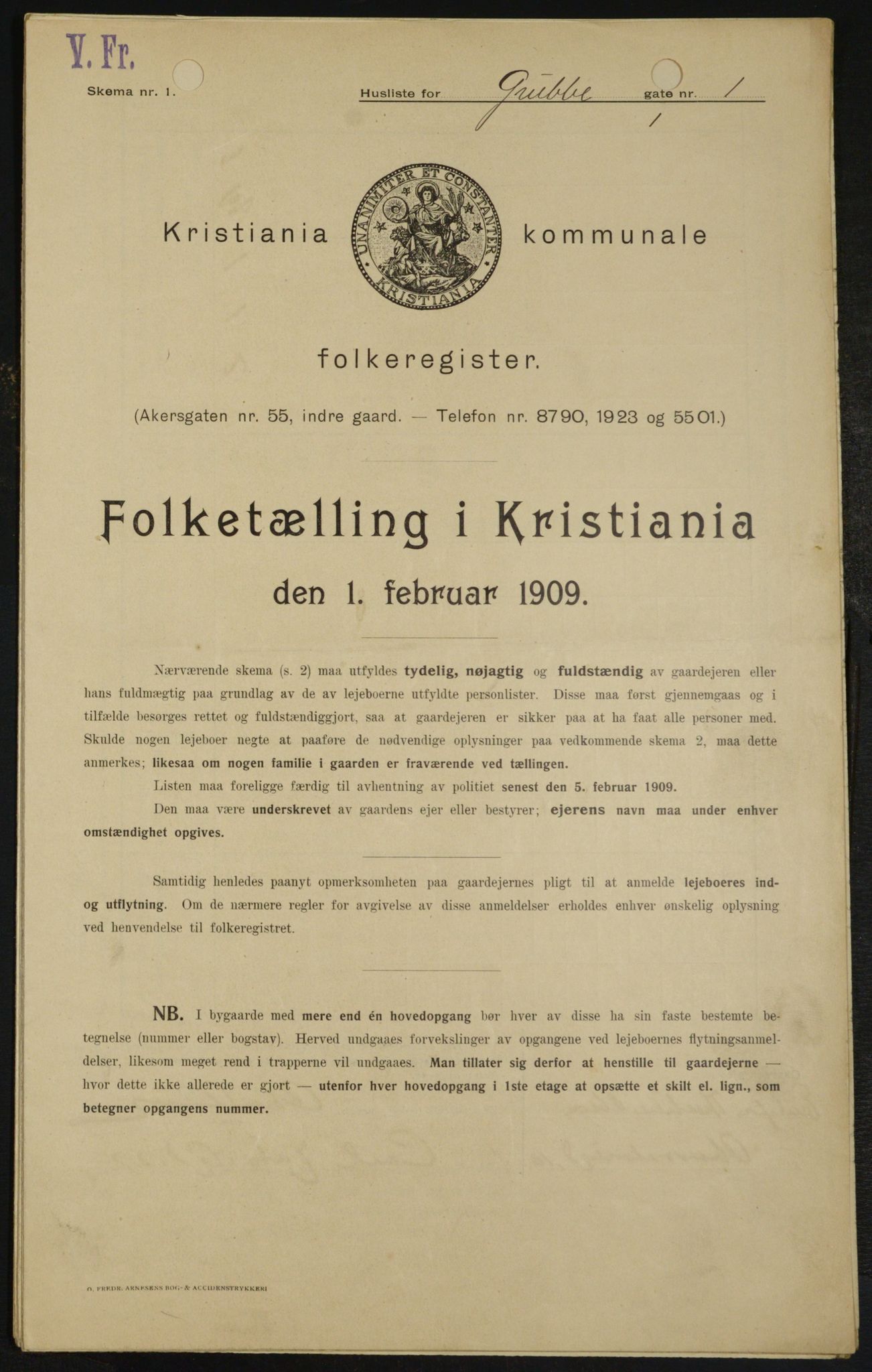 OBA, Kommunal folketelling 1.2.1909 for Kristiania kjøpstad, 1909, s. 27434