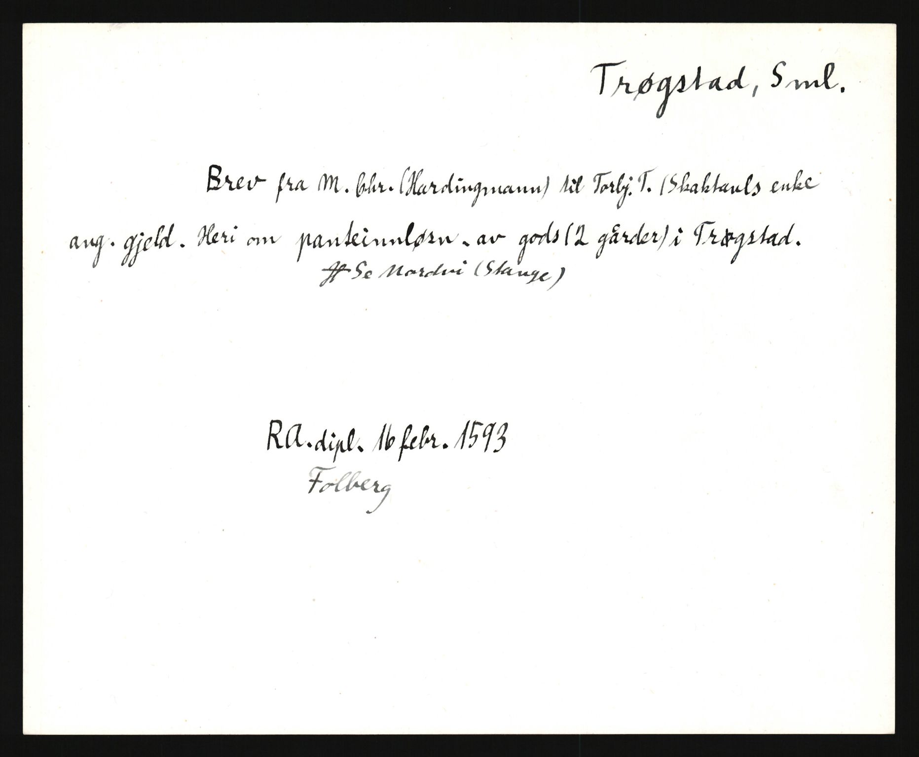 Riksarkivets diplomsamling, AV/RA-EA-5965/F35/F35e/L0001: Registreringssedler Østfold 1, 1300-1900, s. 9