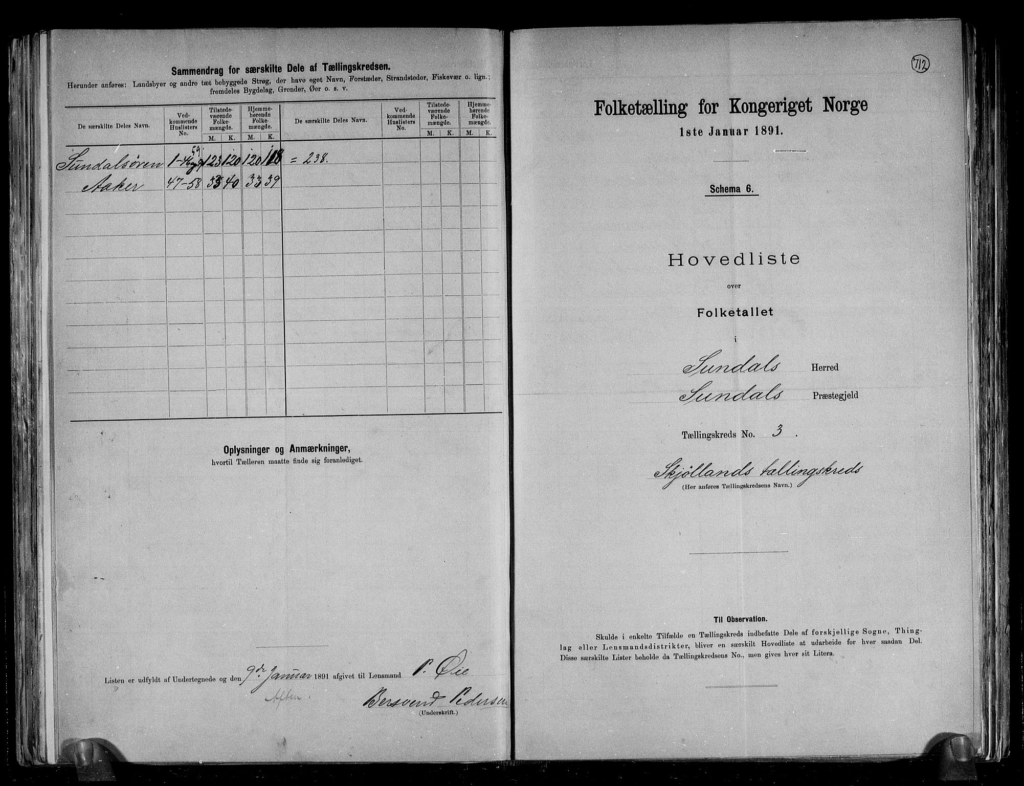 RA, Folketelling 1891 for 1563 Sunndal herred, 1891, s. 8