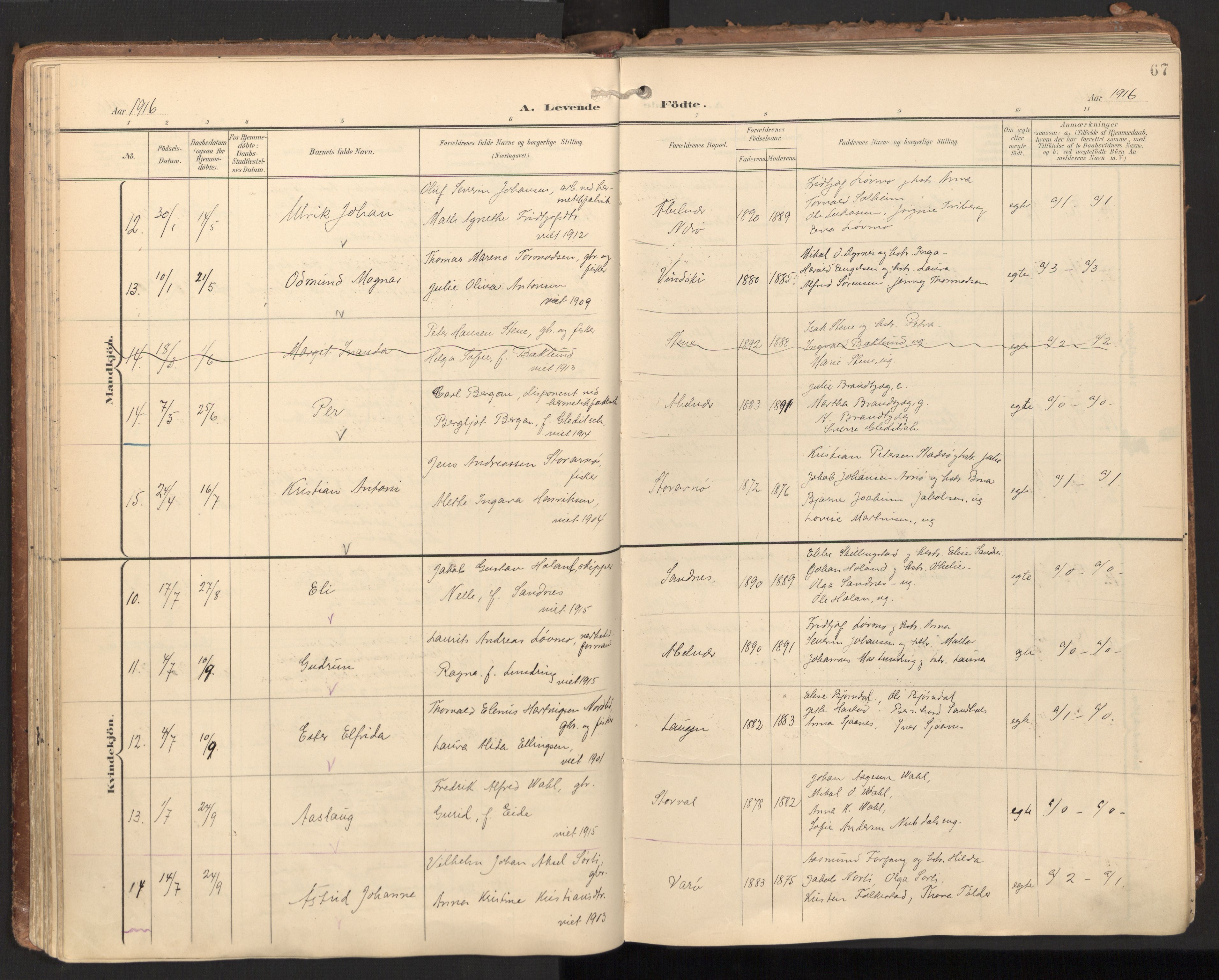 Ministerialprotokoller, klokkerbøker og fødselsregistre - Nord-Trøndelag, AV/SAT-A-1458/784/L0677: Ministerialbok nr. 784A12, 1900-1920, s. 67