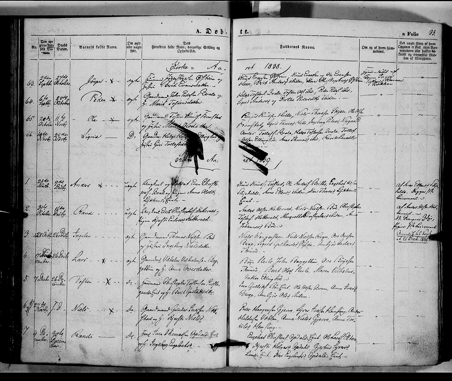Vang prestekontor, Valdres, AV/SAH-PREST-140/H/Ha/L0005: Ministerialbok nr. 5, 1831-1845, s. 33