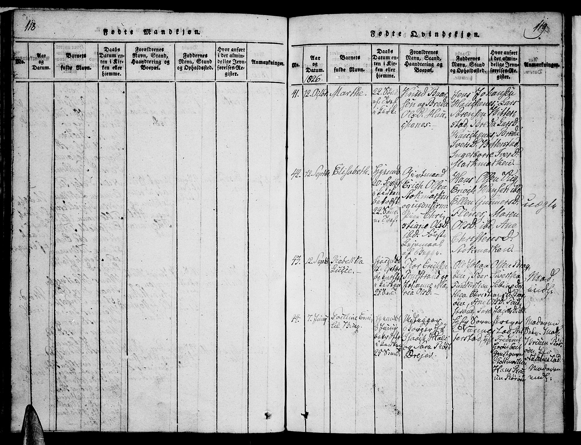 Ministerialprotokoller, klokkerbøker og fødselsregistre - Nordland, SAT/A-1459/888/L1237: Ministerialbok nr. 888A05 /1, 1820-1836, s. 118-119