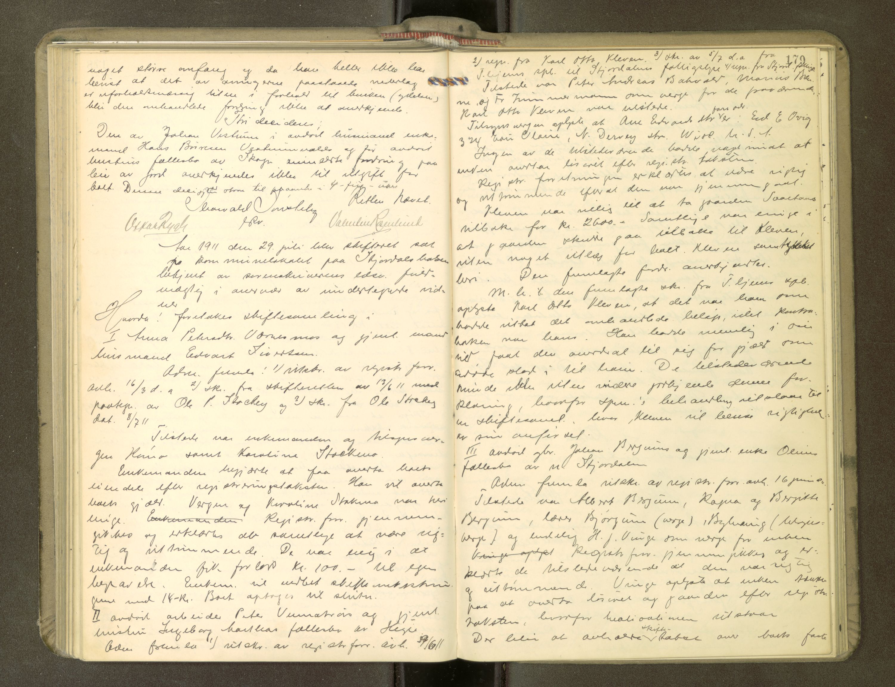 Stjør- og Verdal sorenskriveri, AV/SAT-A-4167/1/3/3B/L0011: Skifteforhandlingsprotokoll, 1909-1912, s. 179