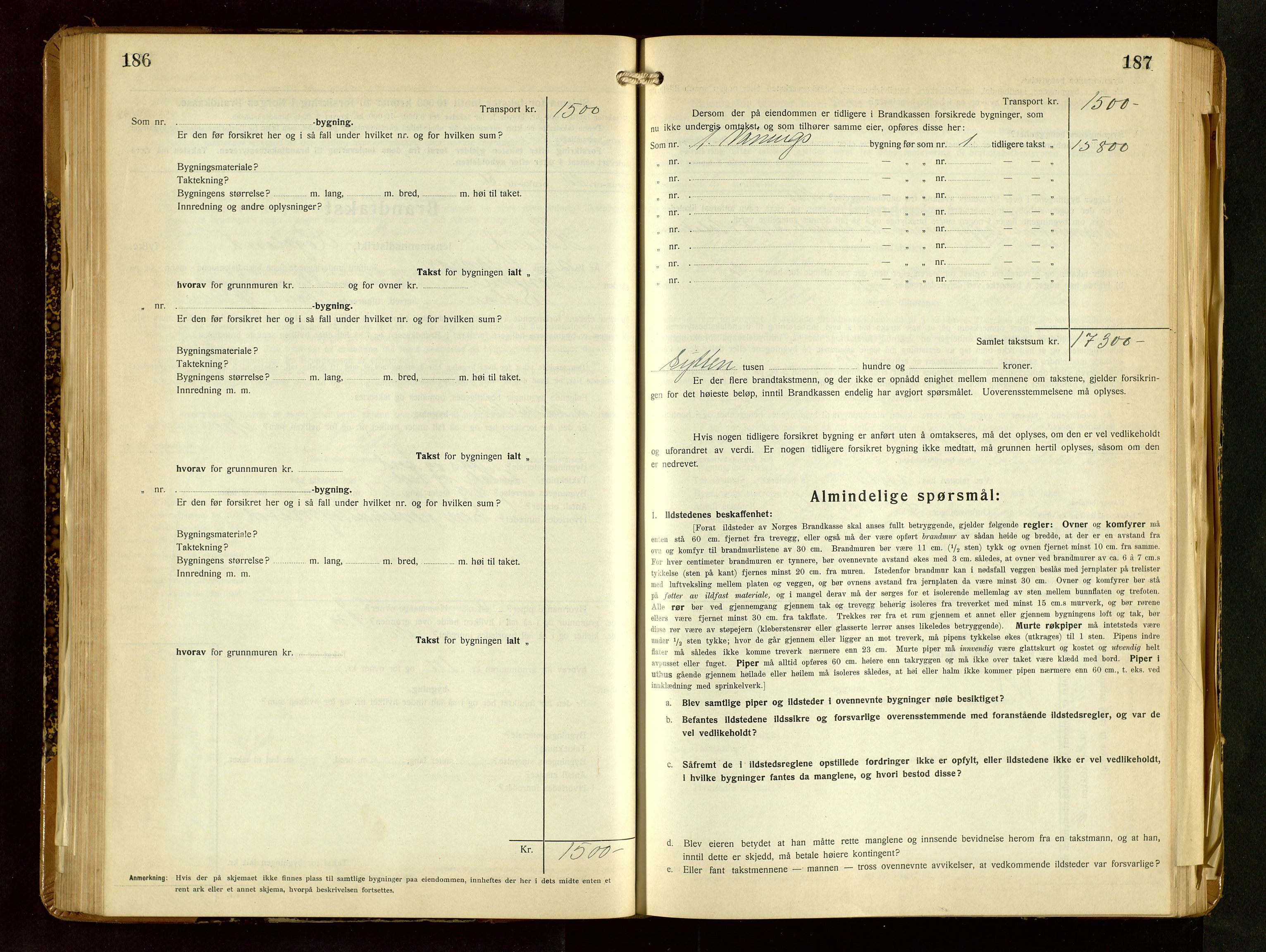 Håland lensmannskontor, SAST/A-100100/Gob/L0009: Branntakstprotokoll - skjematakst. Register i boken., 1930-1933, s. 186-187