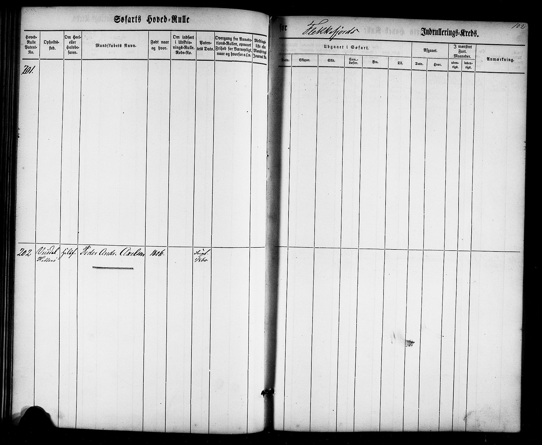 Flekkefjord mønstringskrets, SAK/2031-0018/F/Fb/L0007: Hovedrulle nr 1-574, Æ-4, 1860-1869, s. 105