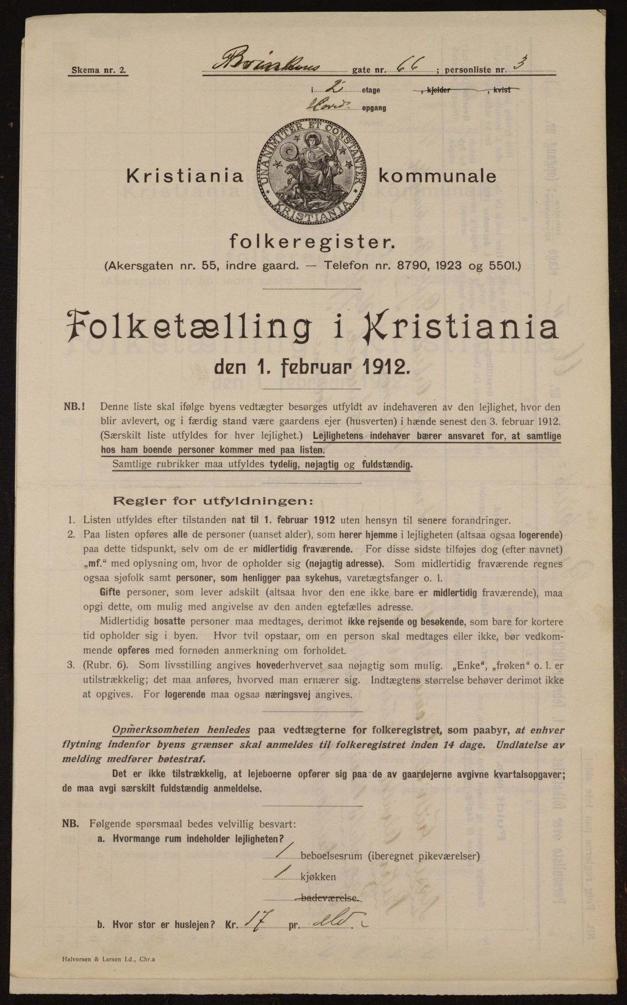 OBA, Kommunal folketelling 1.2.1912 for Kristiania, 1912, s. 9011