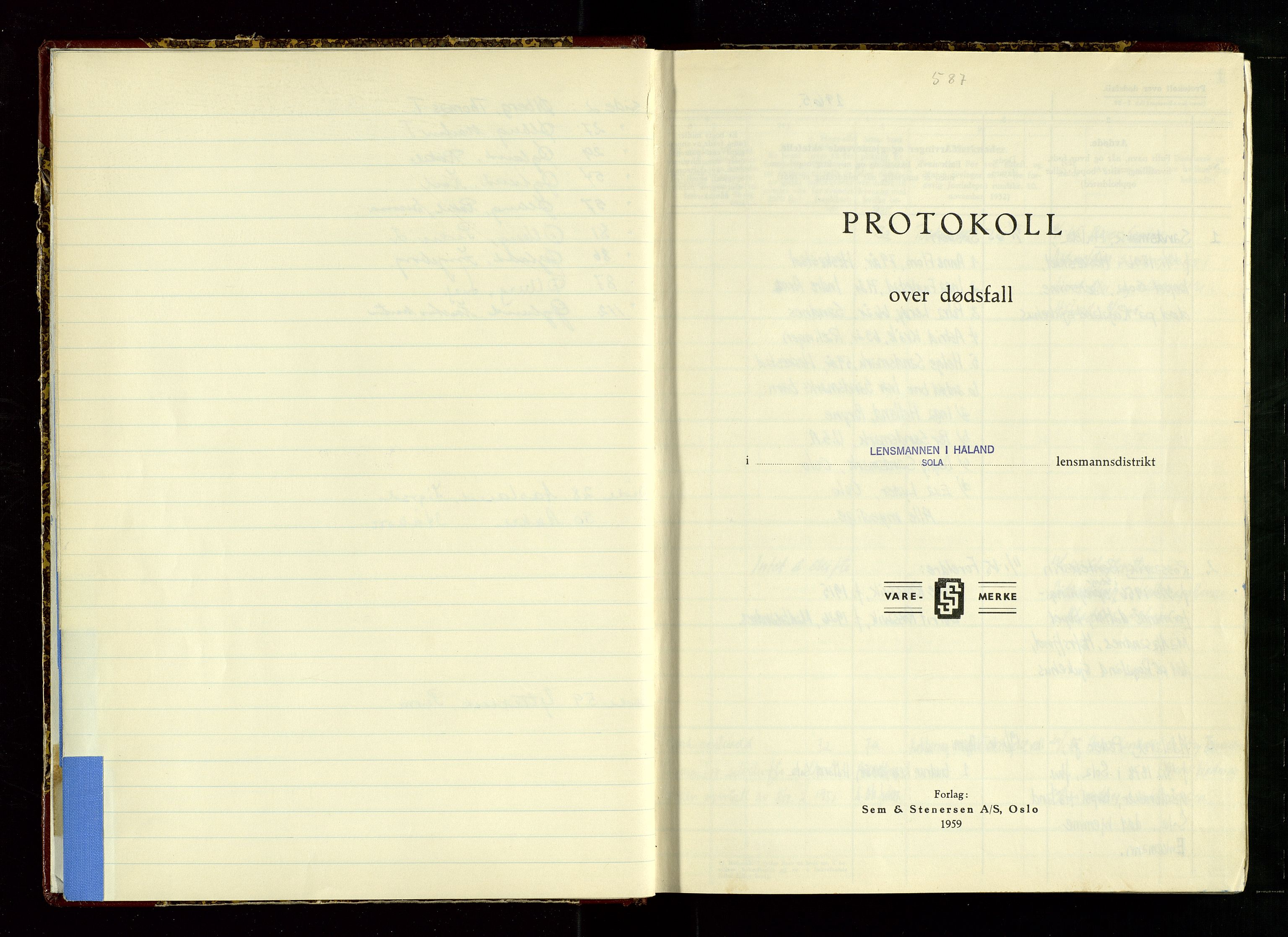 Håland lensmannskontor, SAST/A-100100/Gga/L0008: "Protokoll over meldte dødsfall i Håland fra 1.1.1965-31.12.1968", 1965-1968