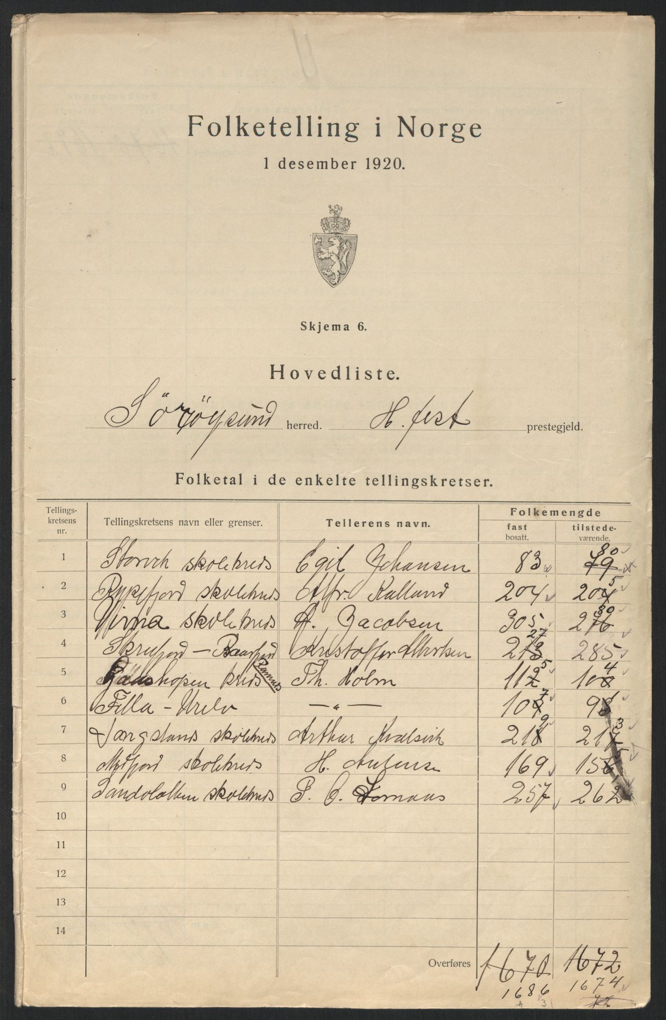 SATØ, Folketelling 1920 for 2016 Sørøysund herred, 1920, s. 12