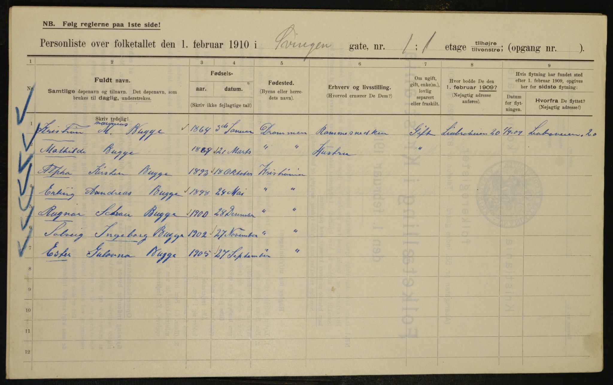 OBA, Kommunal folketelling 1.2.1910 for Kristiania, 1910, s. 100644