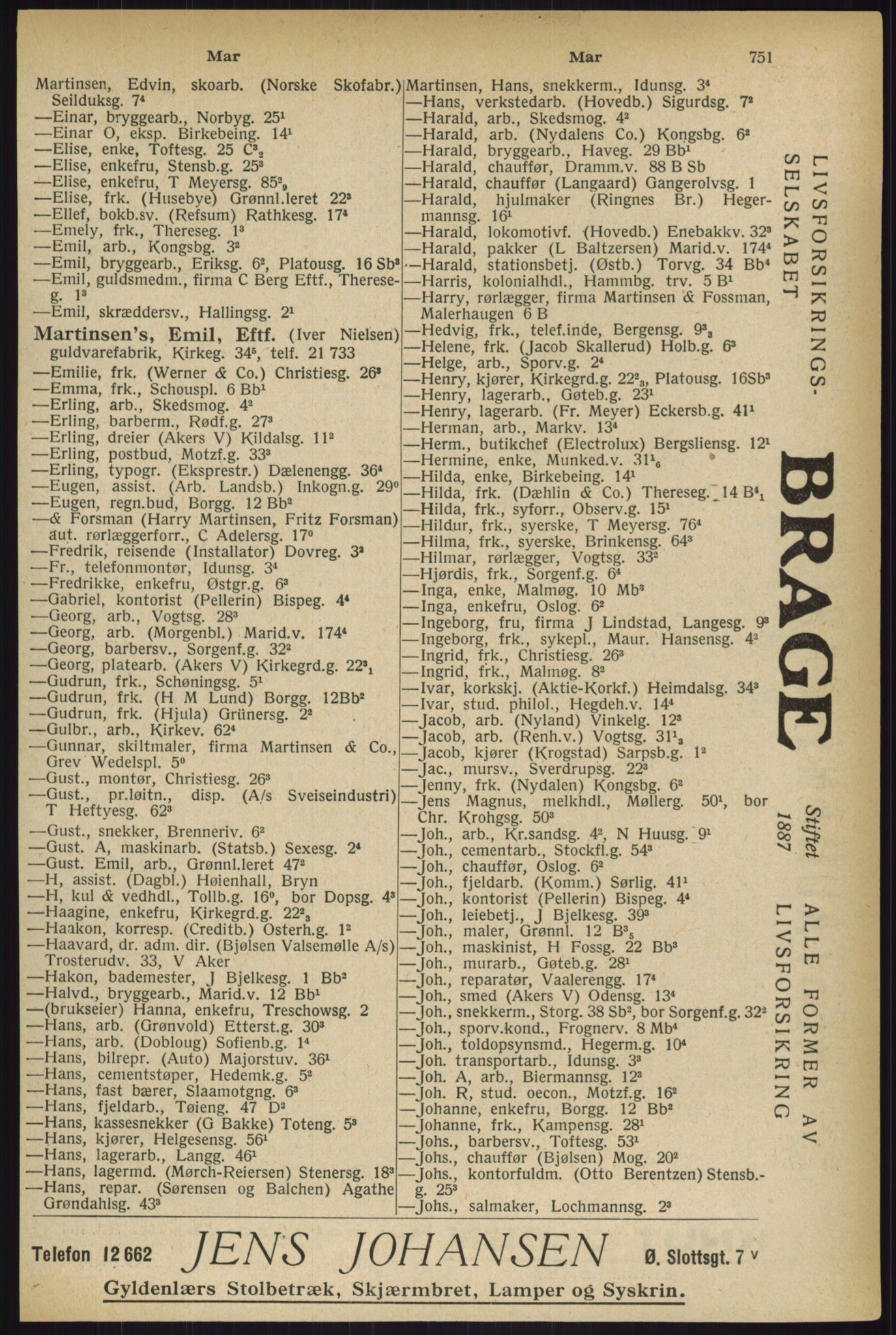 Kristiania/Oslo adressebok, PUBL/-, 1927, s. 751