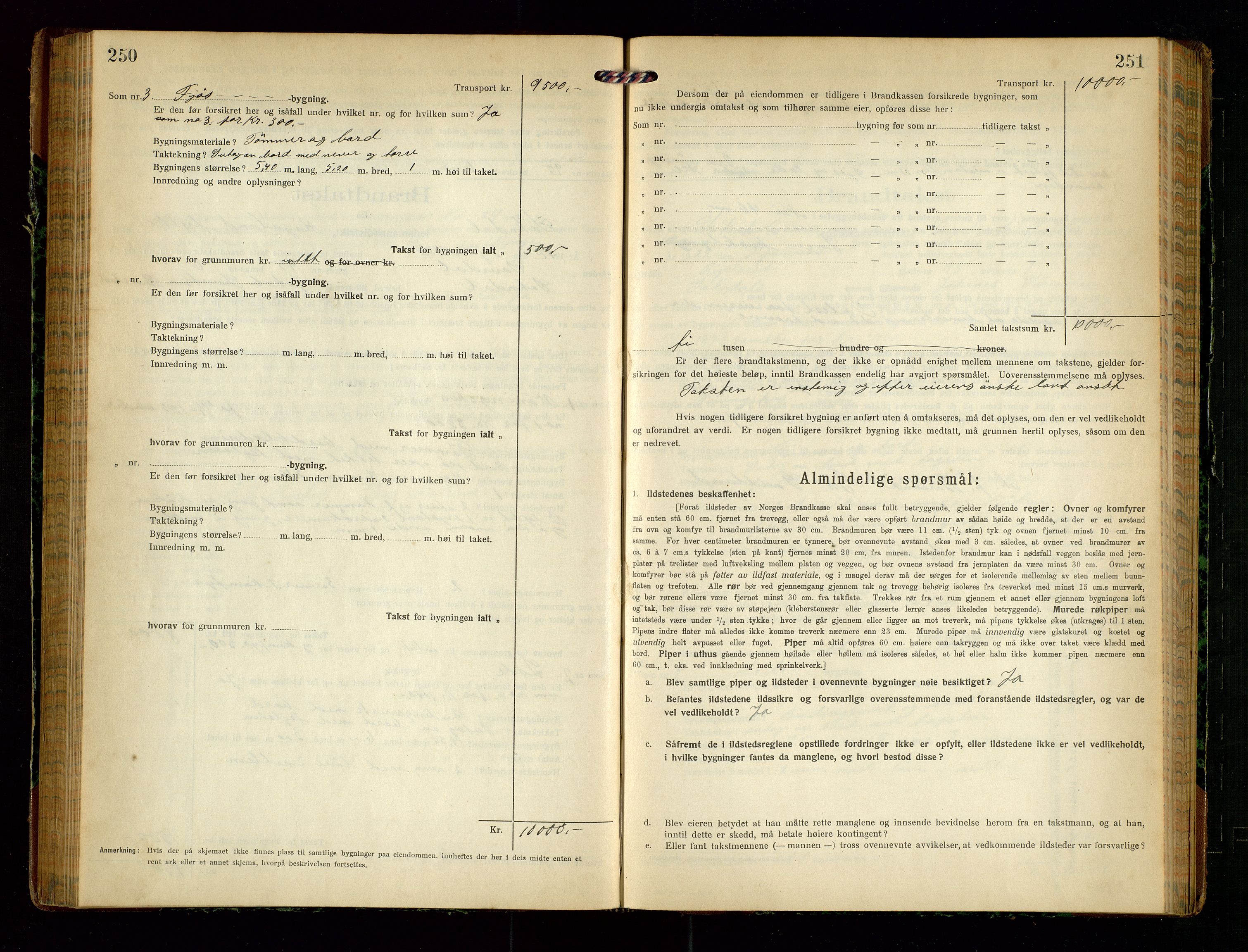 Sokndal lensmannskontor, AV/SAST-A-100417/Gob/L0005: "Brandtakst-Protokol", 1920-1924, s. 250-251