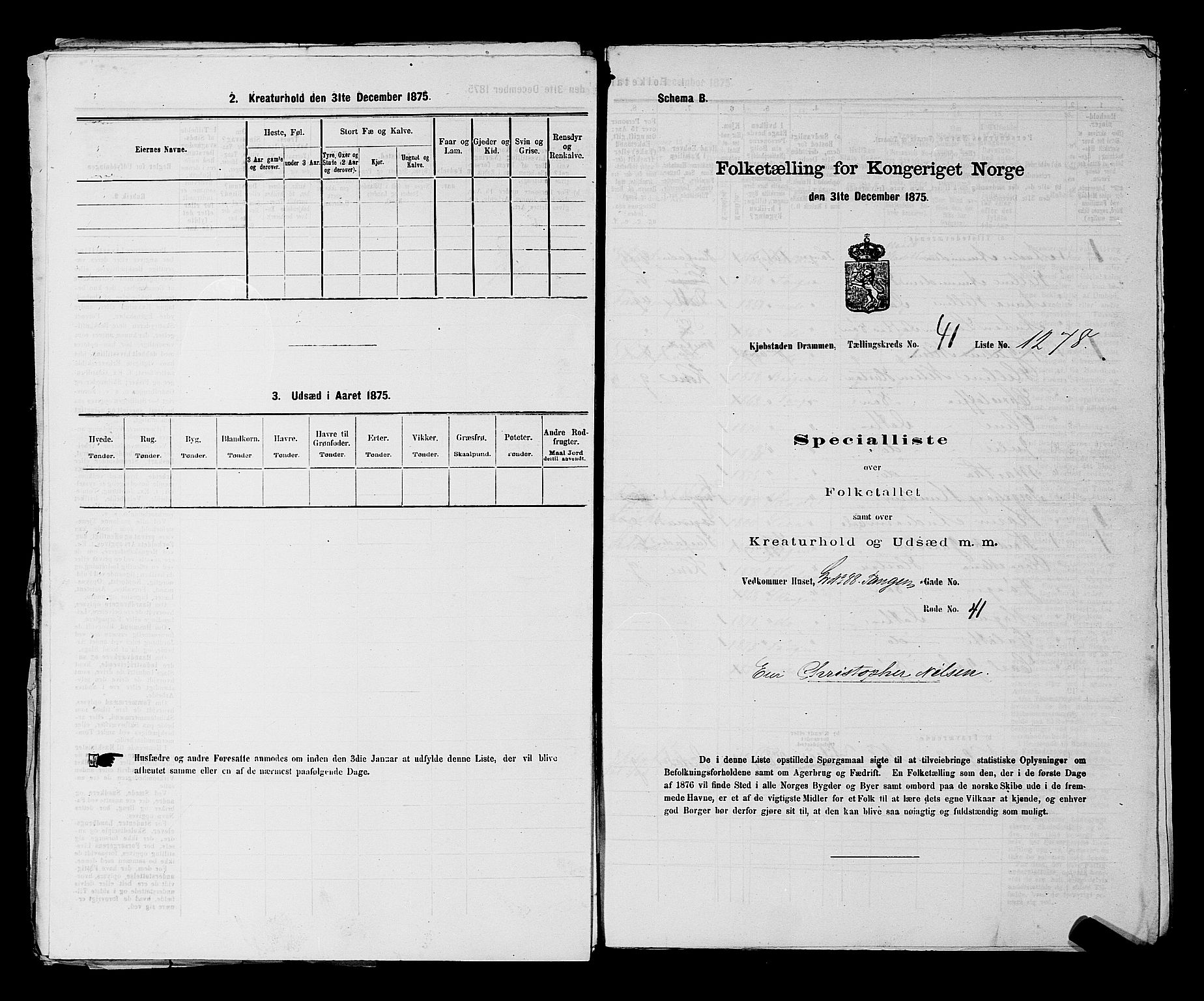 SAKO, Folketelling 1875 for 0602 Drammen kjøpstad, 1875, s. 3491