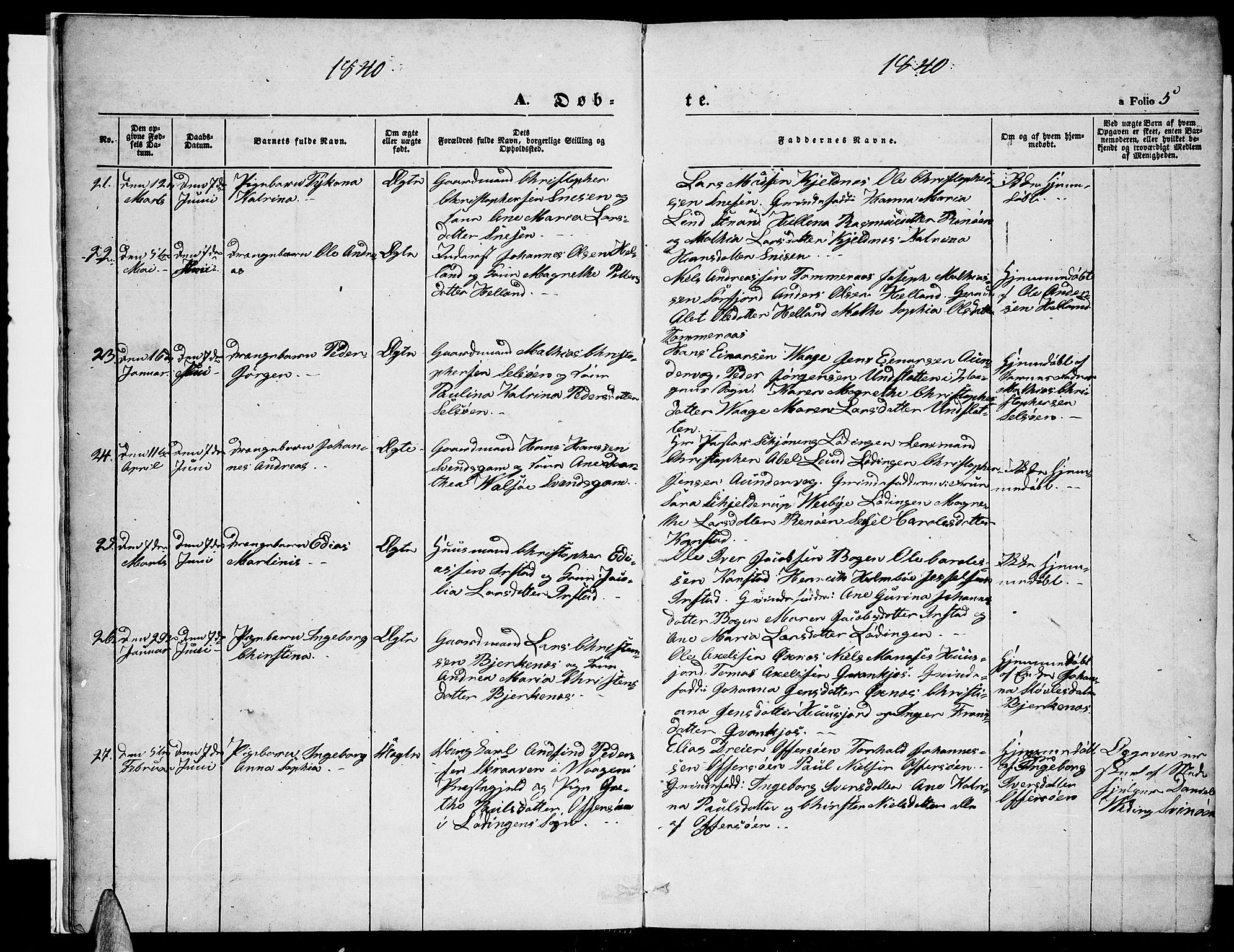 Ministerialprotokoller, klokkerbøker og fødselsregistre - Nordland, AV/SAT-A-1459/872/L1045: Klokkerbok nr. 872C01, 1840-1851, s. 5