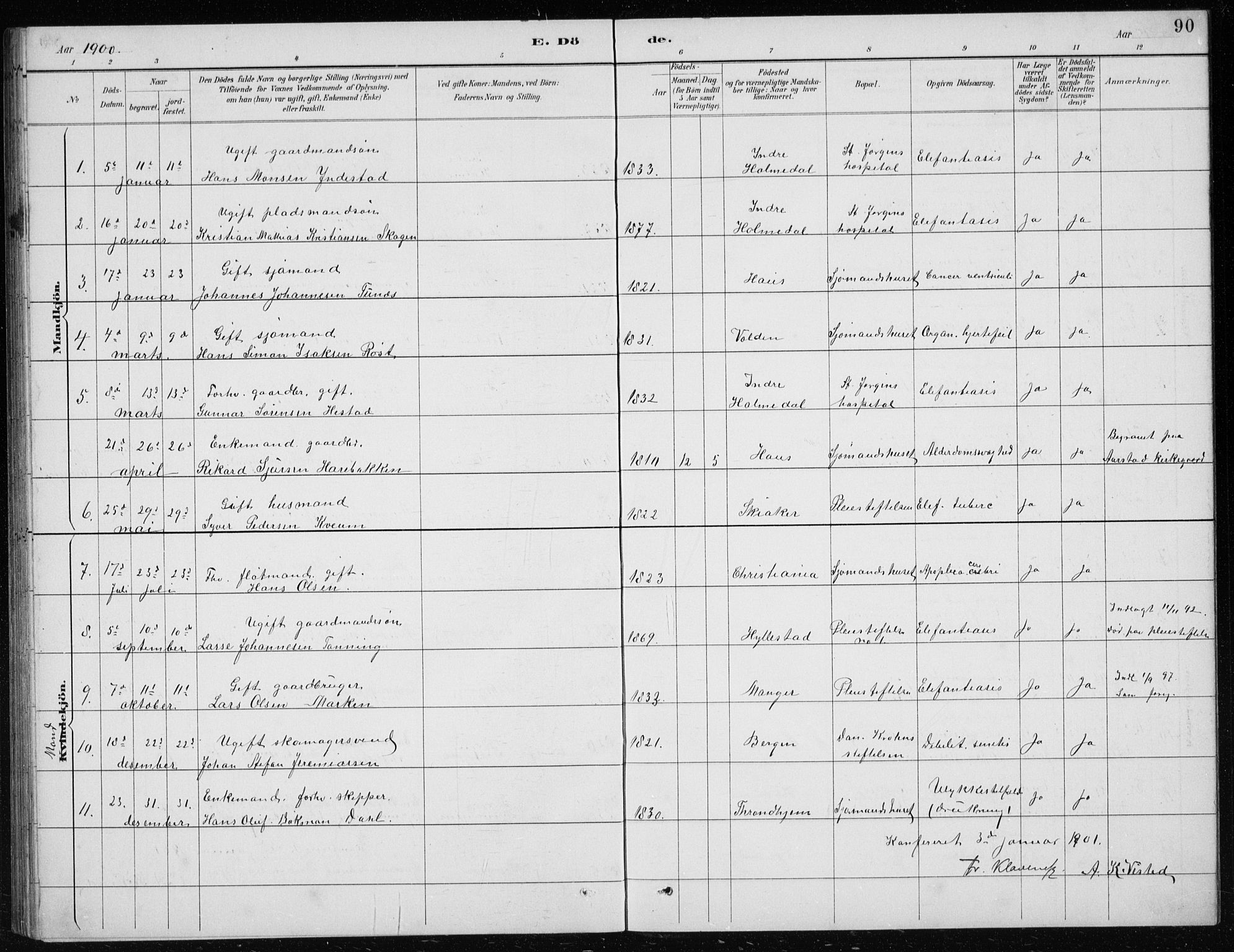 St. Jørgens hospital og Årstad sokneprestembete, SAB/A-99934: Klokkerbok nr. A 10, 1886-1910, s. 90