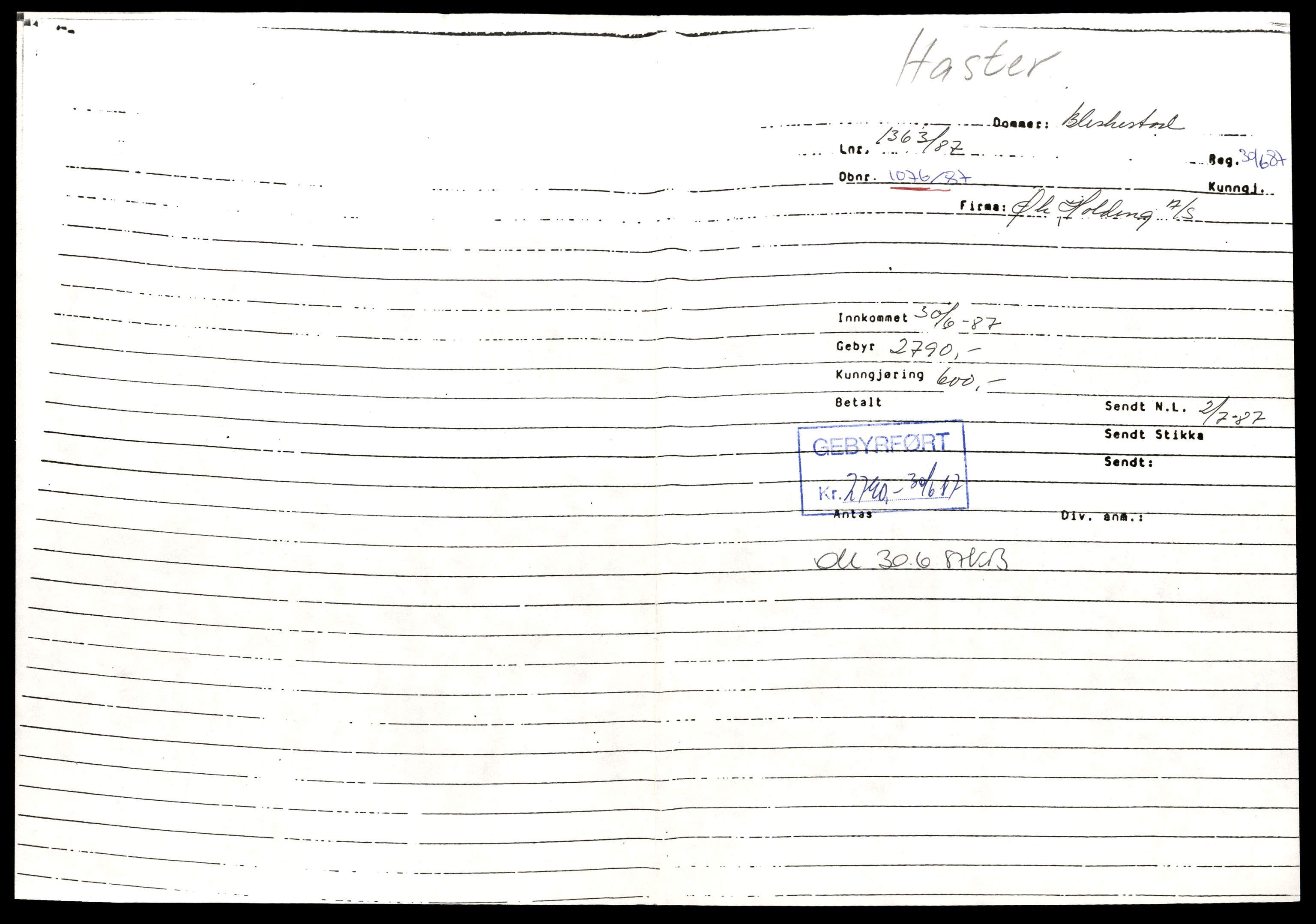 Asker og Bærum tingrett, AV/SAT-A-10379/K/Kb/Kbb/L0159: Aksjeselskap og andelslag i Bærum, Øk - Øve, 1944-1989, s. 1