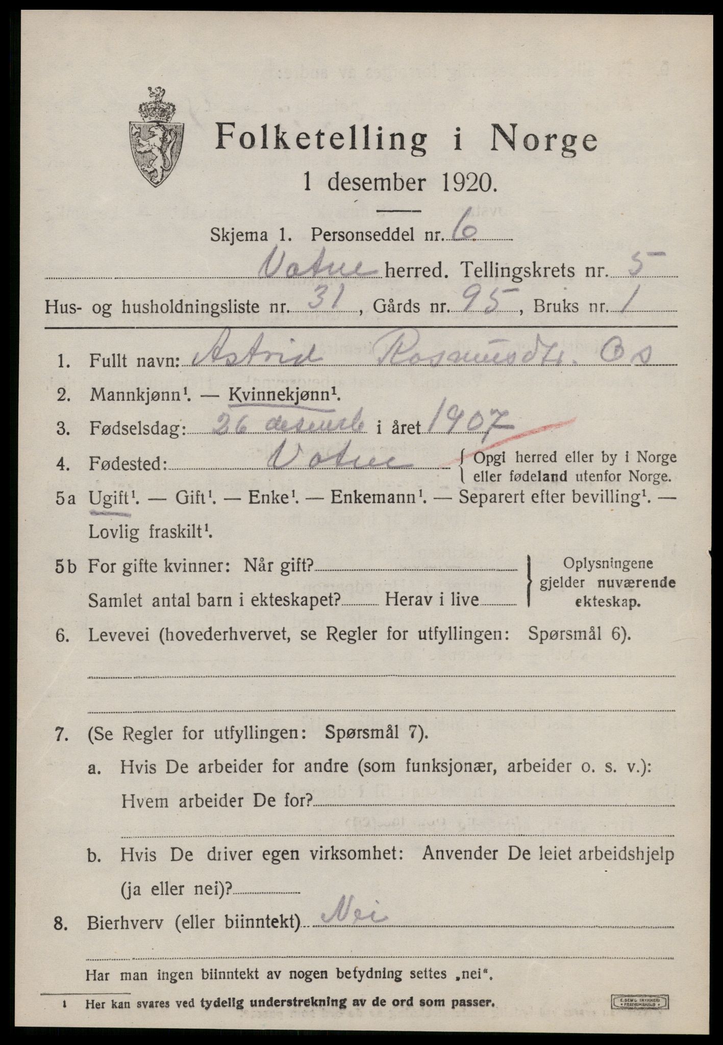 SAT, Folketelling 1920 for 1530 Vatne herred, 1920, s. 2622