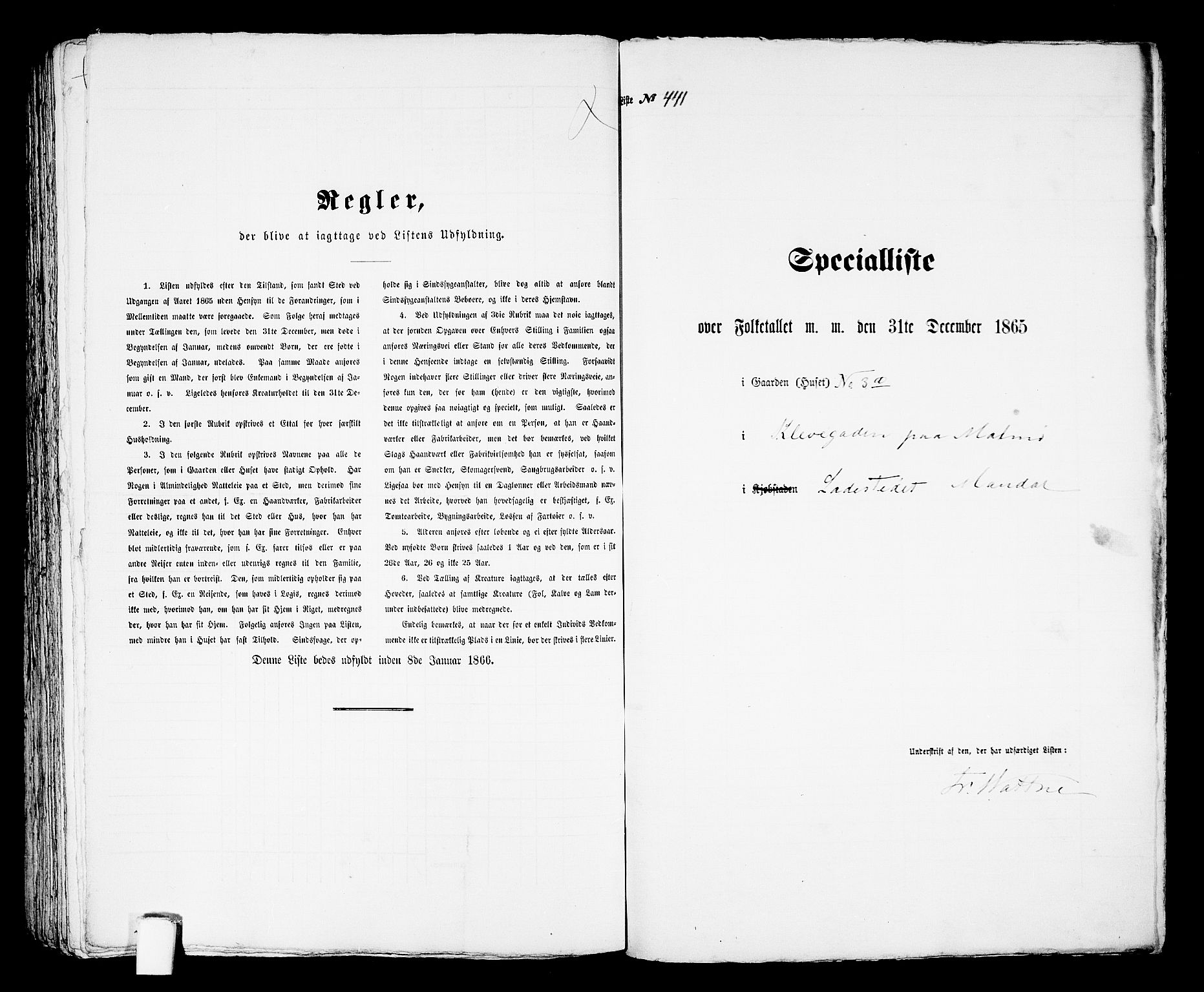 RA, Folketelling 1865 for 1002B Mandal prestegjeld, Mandal ladested, 1865, s. 890
