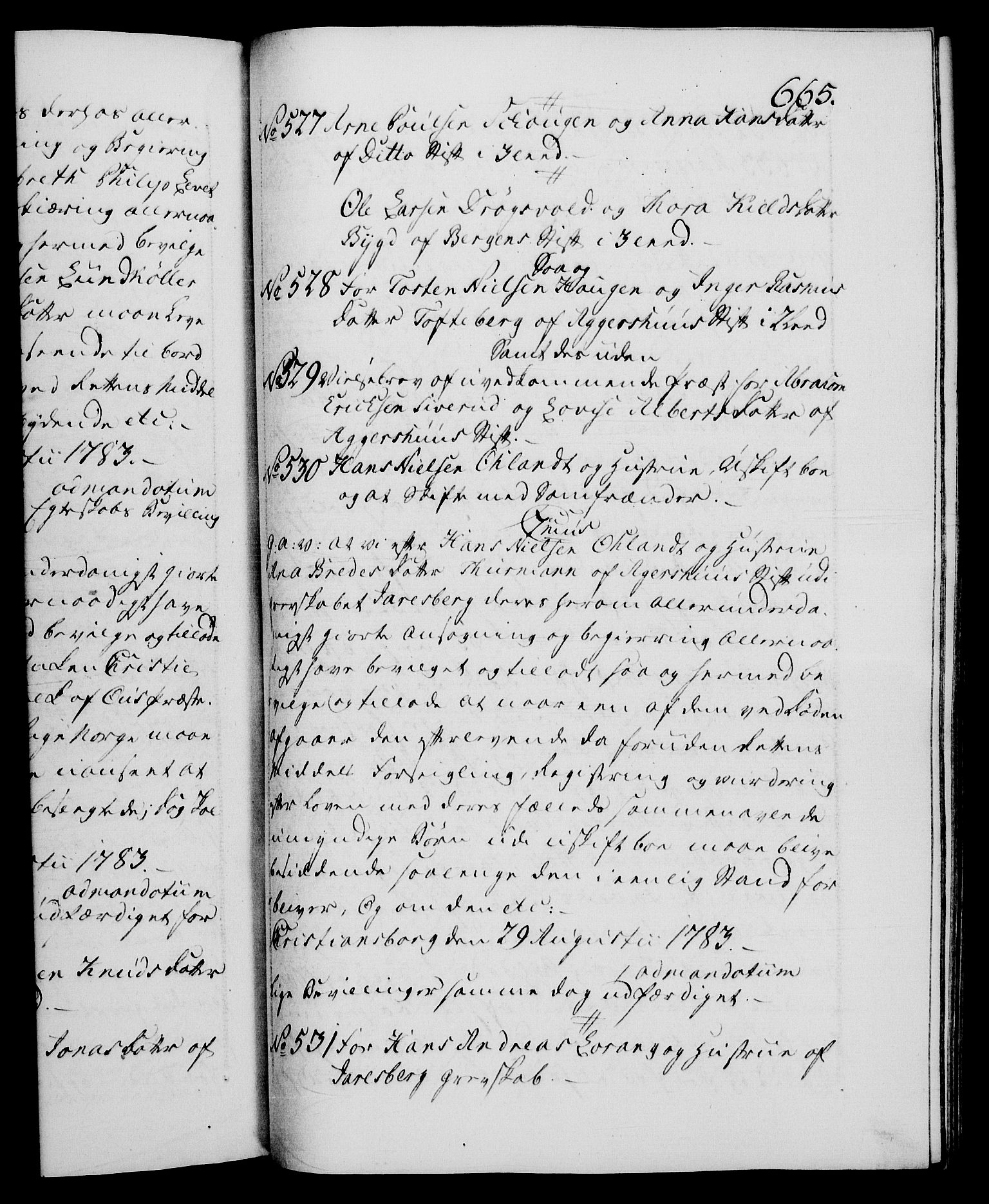 Danske Kanselli 1572-1799, AV/RA-EA-3023/F/Fc/Fca/Fcaa/L0049: Norske registre, 1782-1783, s. 665a