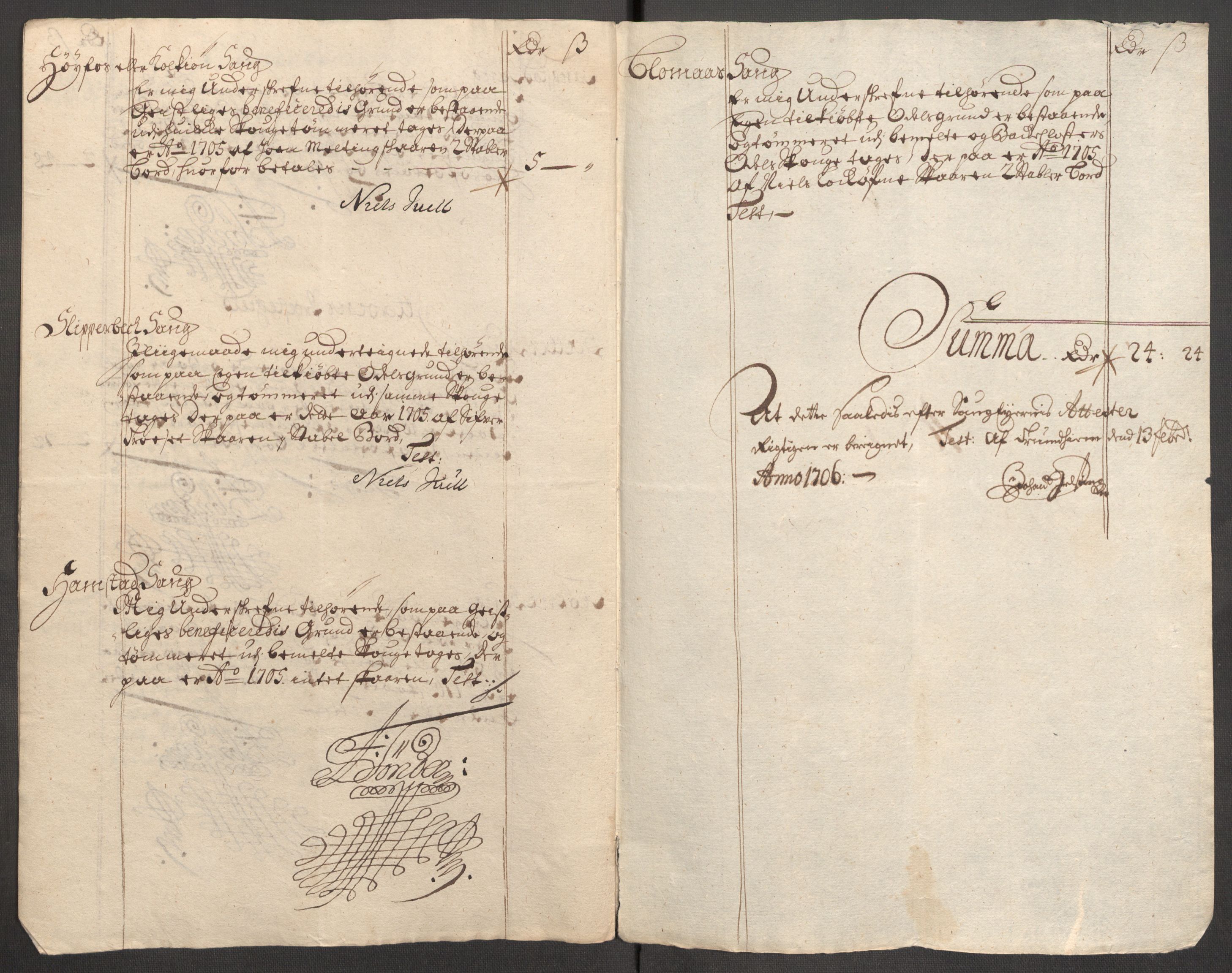 Rentekammeret inntil 1814, Reviderte regnskaper, Fogderegnskap, AV/RA-EA-4092/R63/L4314: Fogderegnskap Inderøy, 1705, s. 127