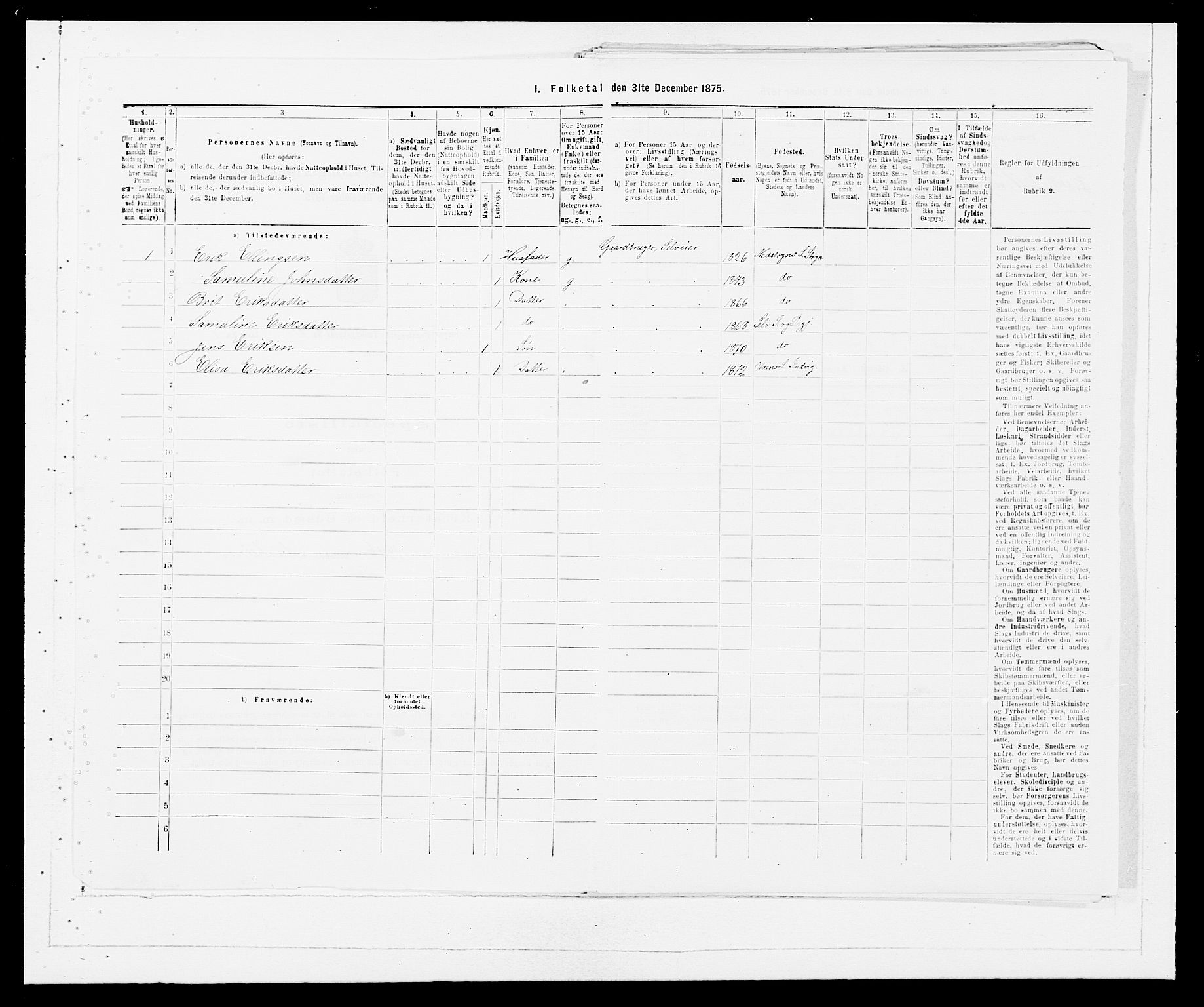 SAB, Folketelling 1875 for 1448P Stryn prestegjeld, 1875, s. 116