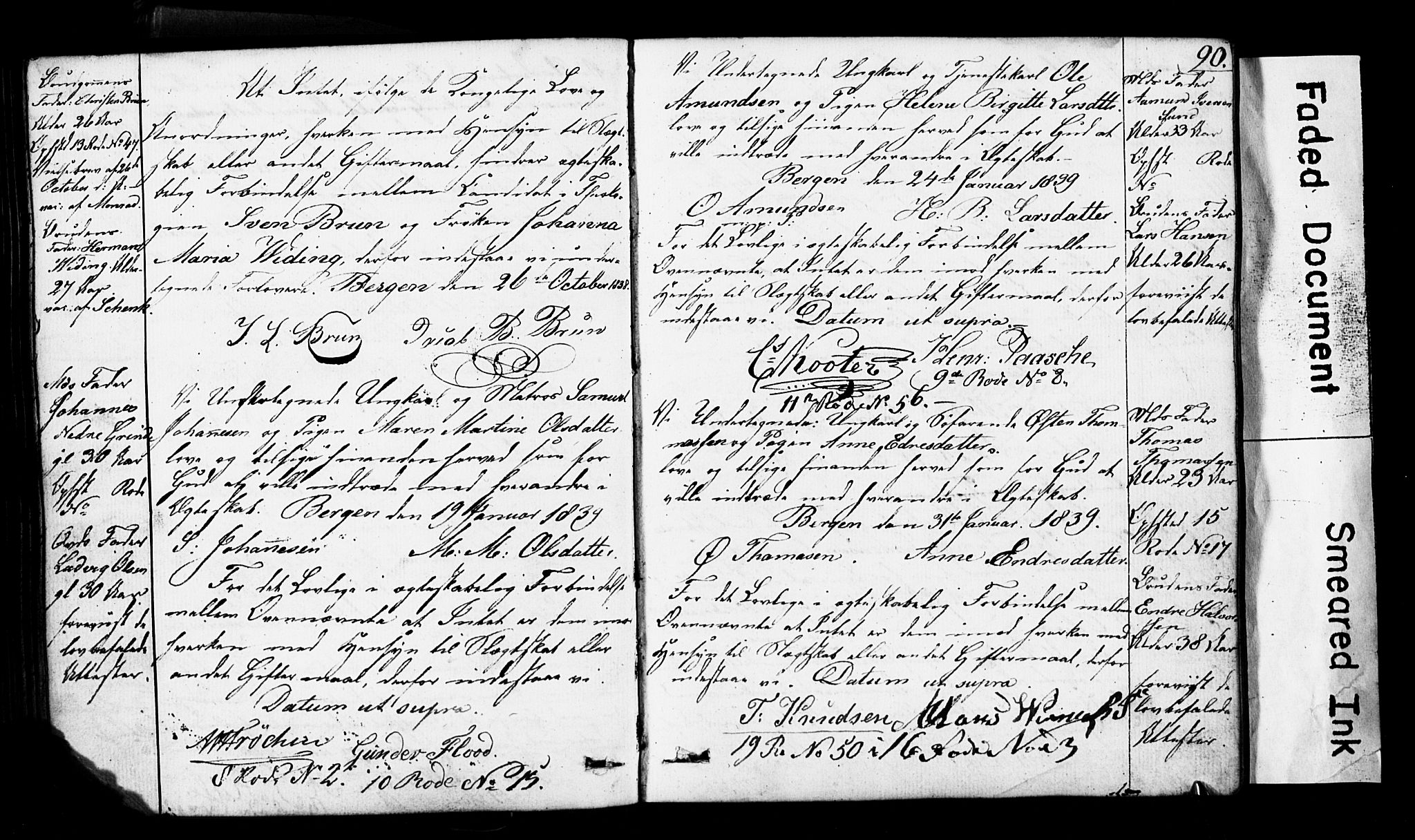 Domkirken sokneprestembete, SAB/A-74801: Forlovererklæringer nr. II.5.3, 1832-1845, s. 90
