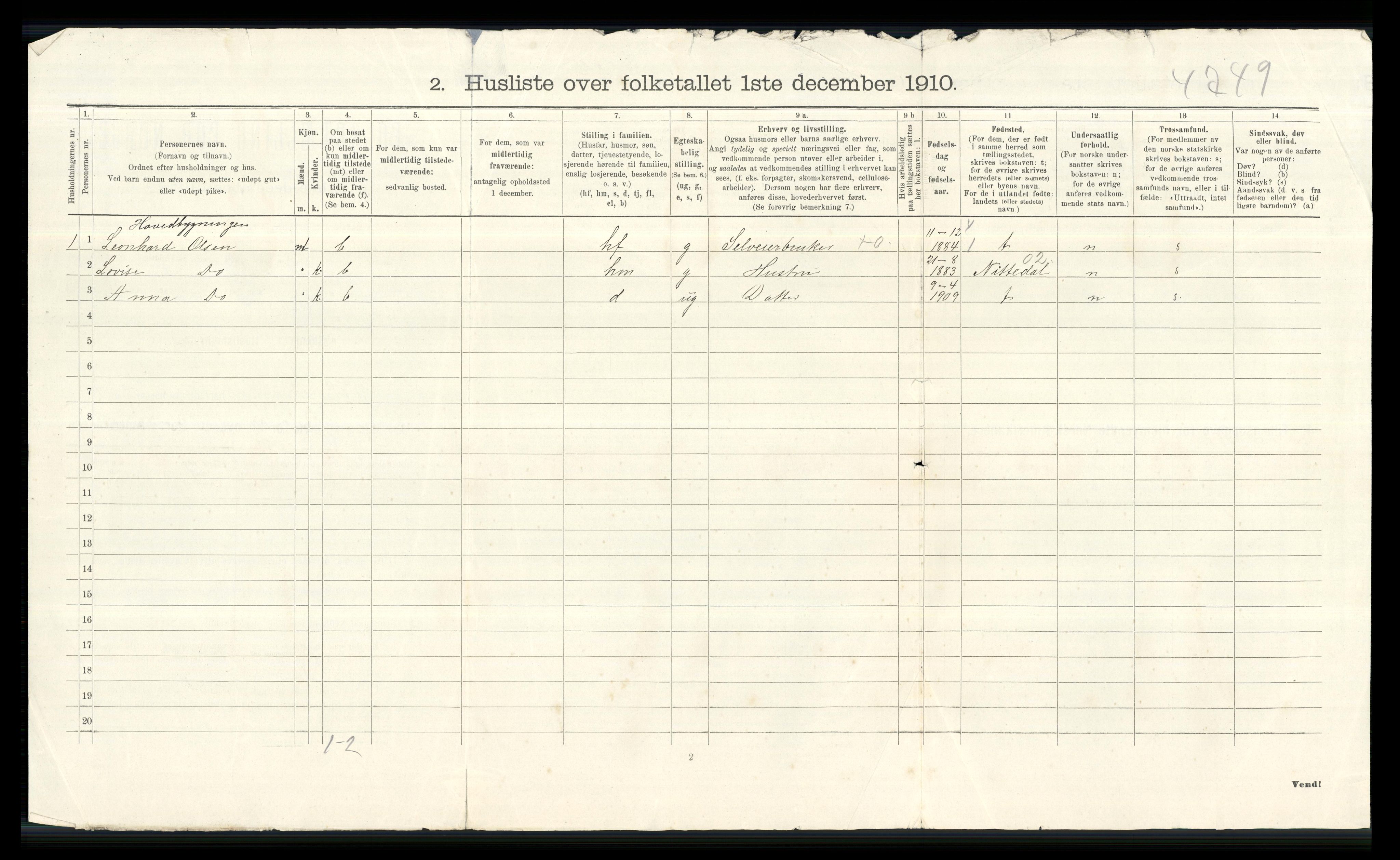 RA, Folketelling 1910 for 0236 Nes herred, 1910, s. 2267