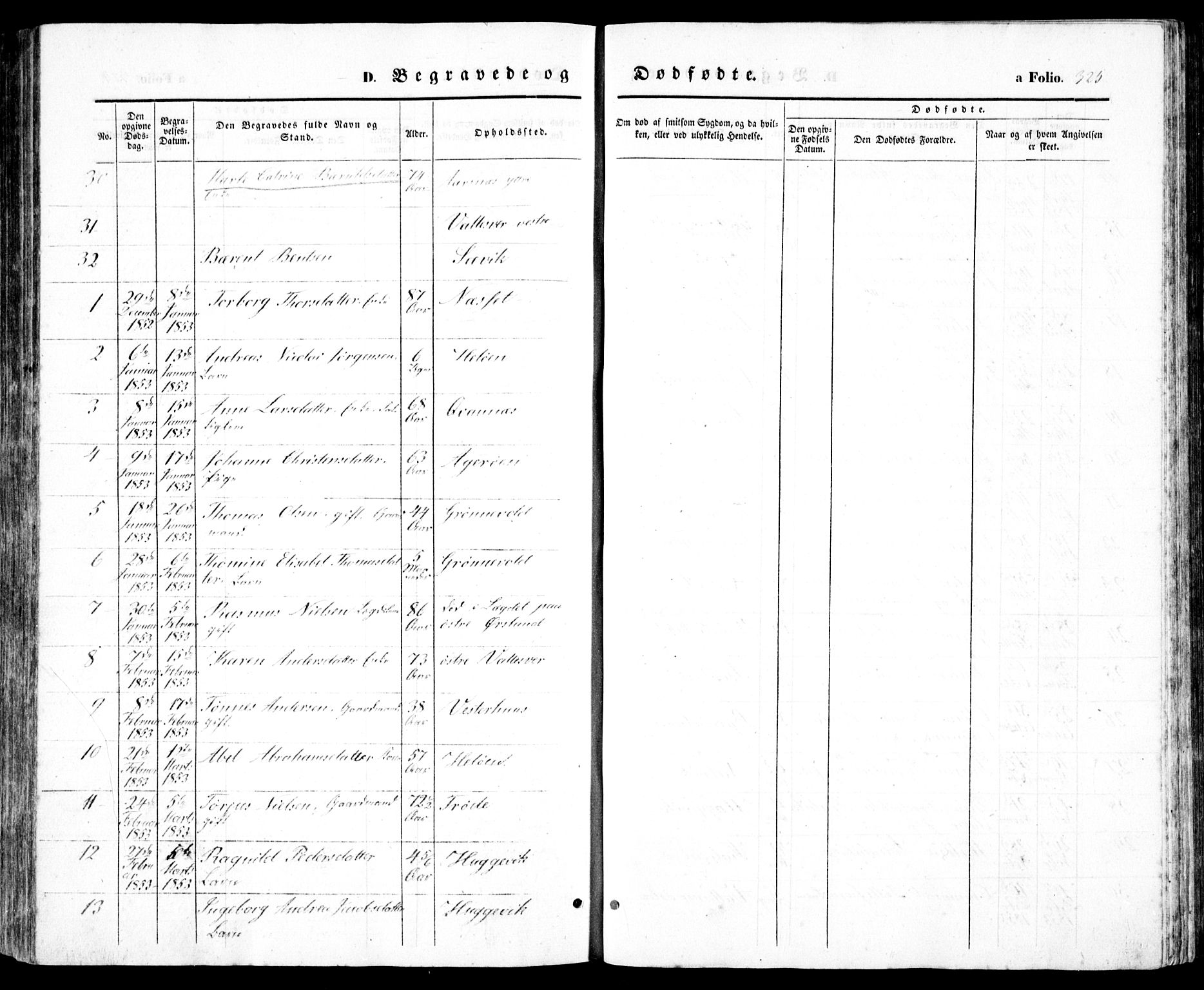 Høvåg sokneprestkontor, SAK/1111-0025/F/Fb/L0002: Klokkerbok nr. B 2, 1847-1869, s. 325