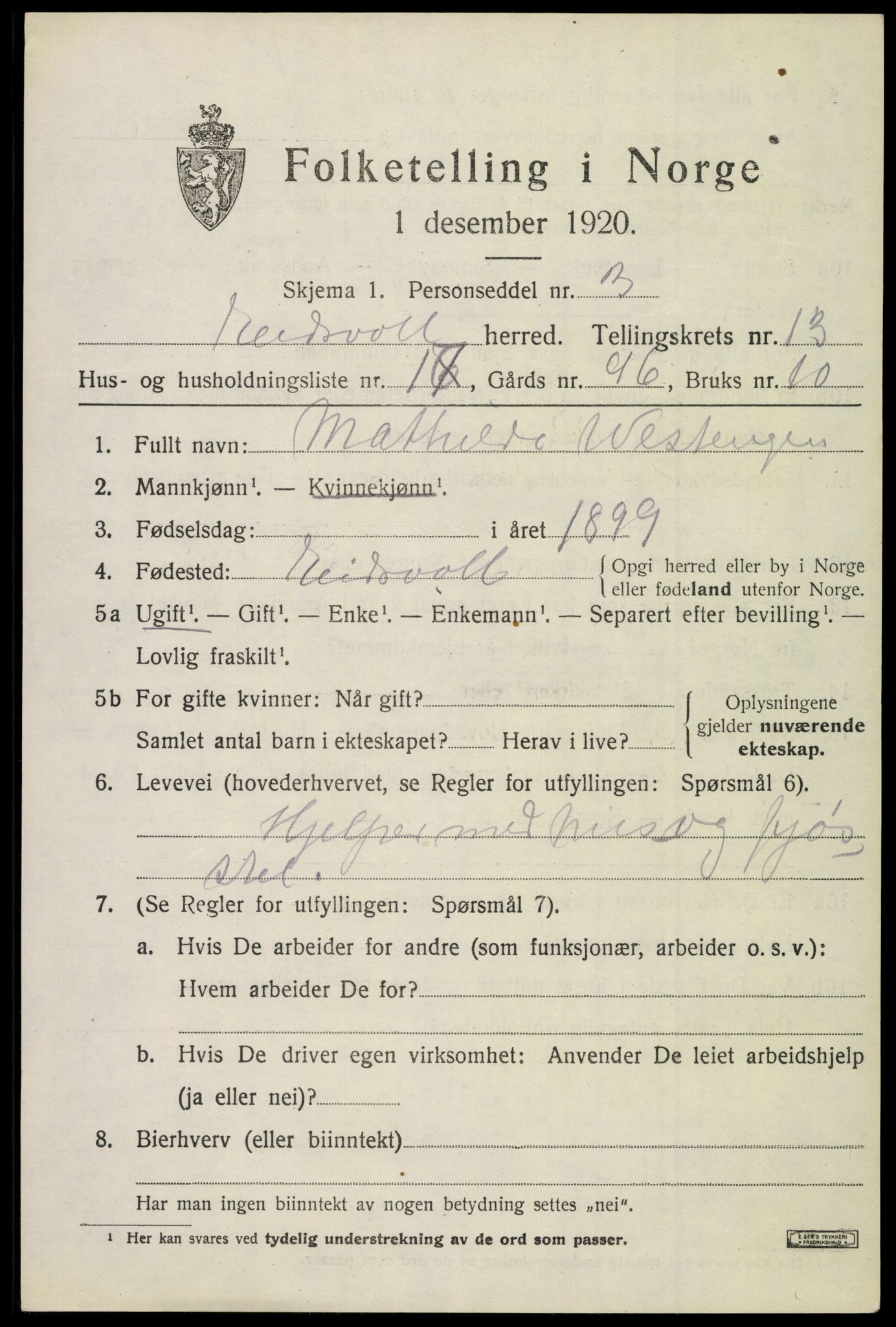 SAO, Folketelling 1920 for 0237 Eidsvoll herred, 1920, s. 20153