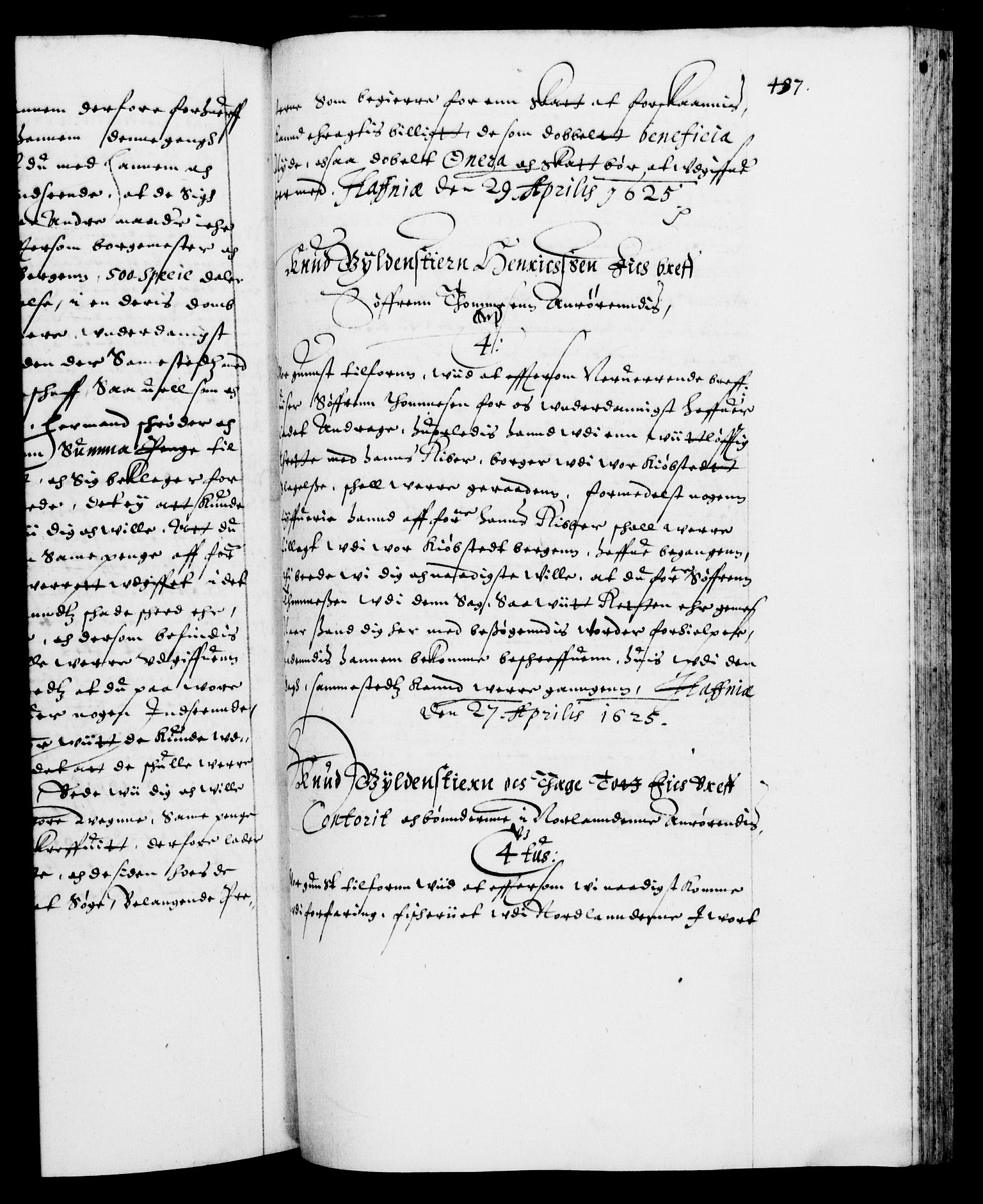 Danske Kanselli 1572-1799, RA/EA-3023/F/Fc/Fca/Fcab/L0004: Norske tegnelser (mikrofilm), 1617-1627, s. 497a