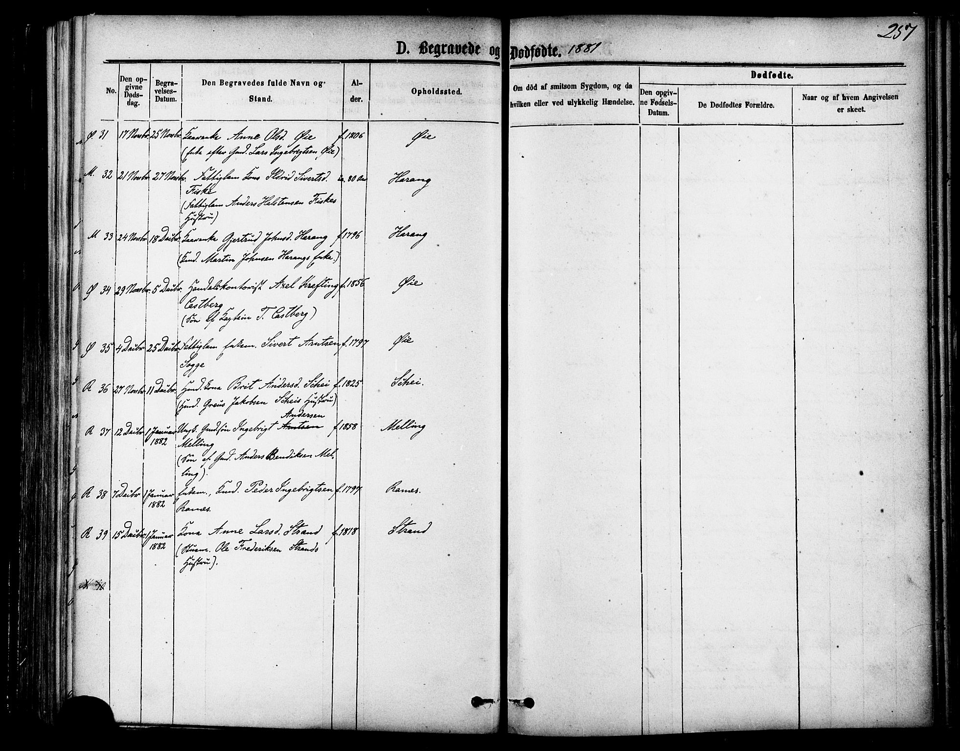 Ministerialprotokoller, klokkerbøker og fødselsregistre - Møre og Romsdal, AV/SAT-A-1454/595/L1046: Ministerialbok nr. 595A08, 1874-1884, s. 257