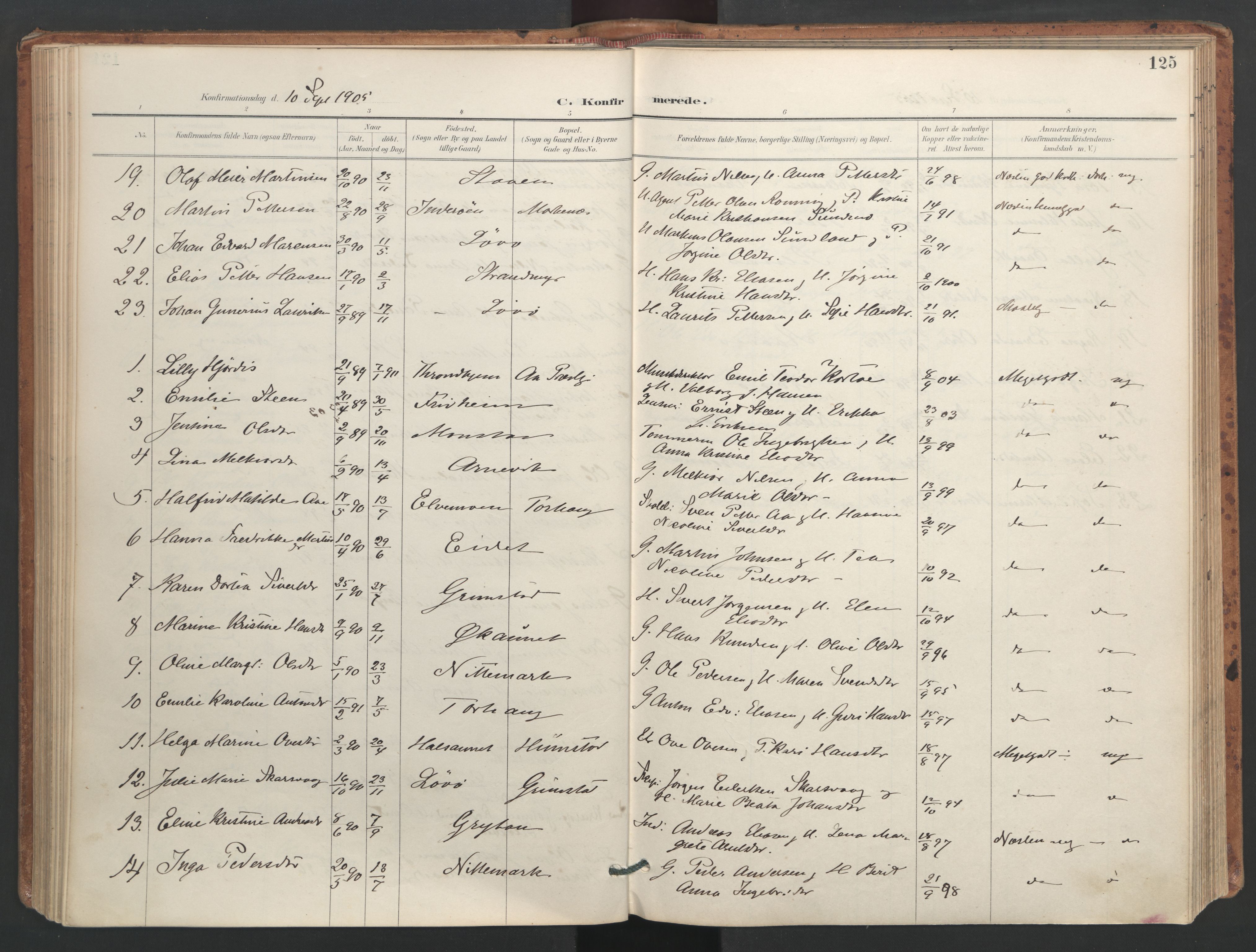 Ministerialprotokoller, klokkerbøker og fødselsregistre - Sør-Trøndelag, AV/SAT-A-1456/655/L0681: Ministerialbok nr. 655A10, 1895-1907, s. 125