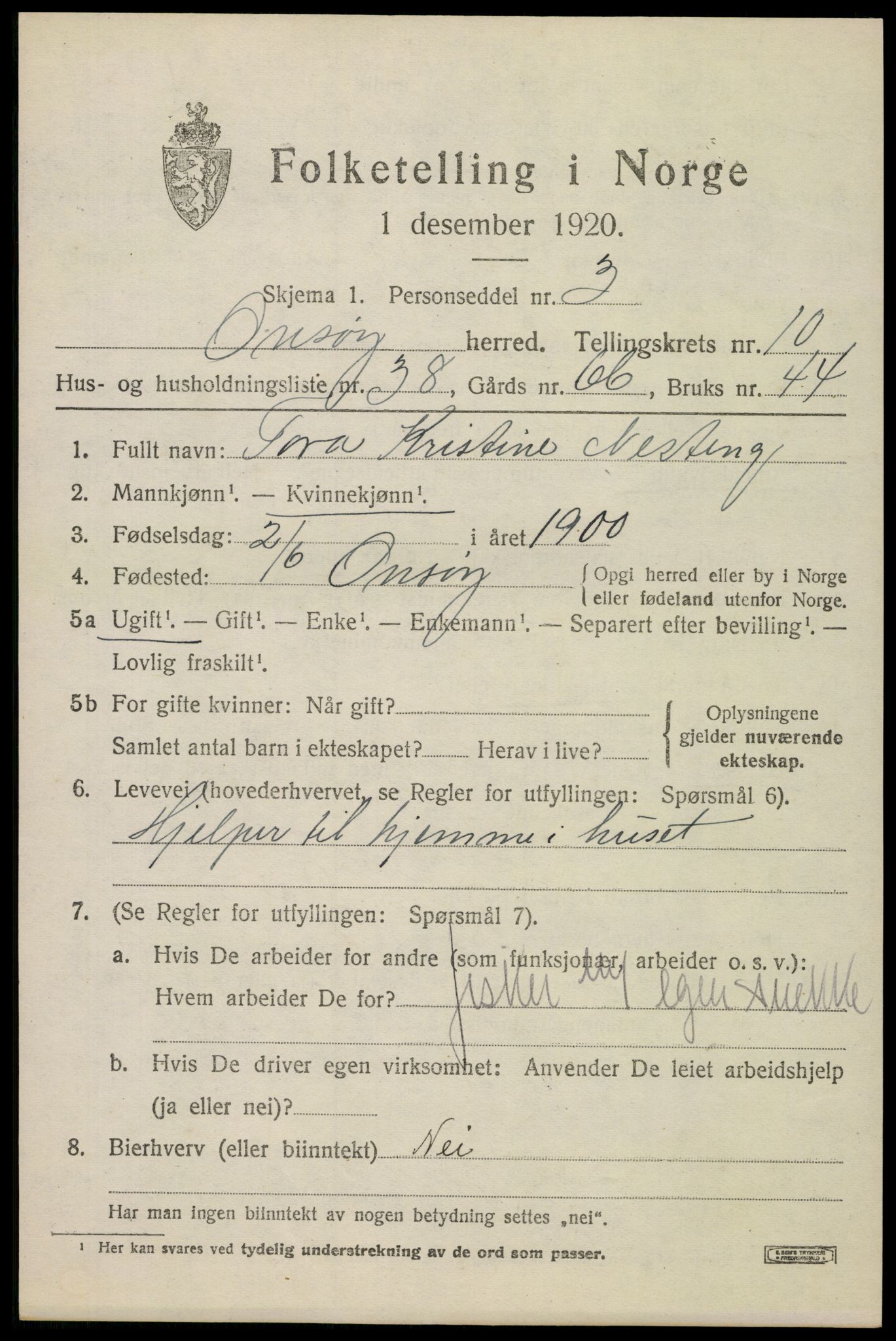 SAO, Folketelling 1920 for 0134 Onsøy herred, 1920, s. 13920
