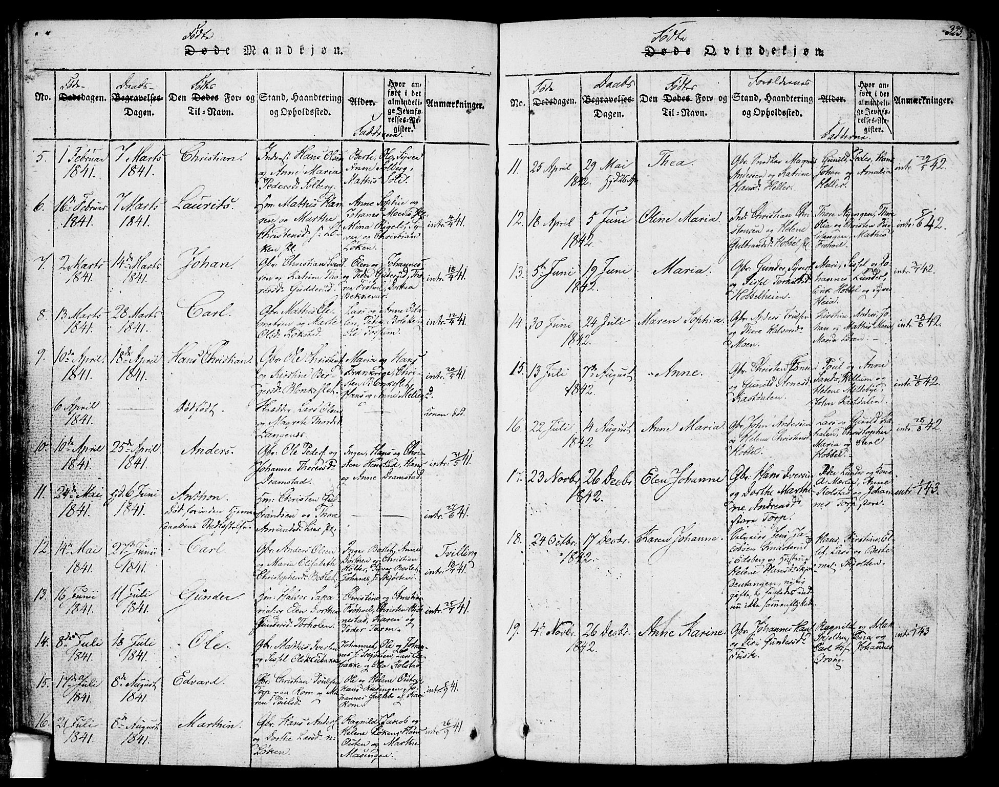 Askim prestekontor Kirkebøker, AV/SAO-A-10900/F/Fa/L0004: Ministerialbok nr. 4, 1817-1846, s. 322-323