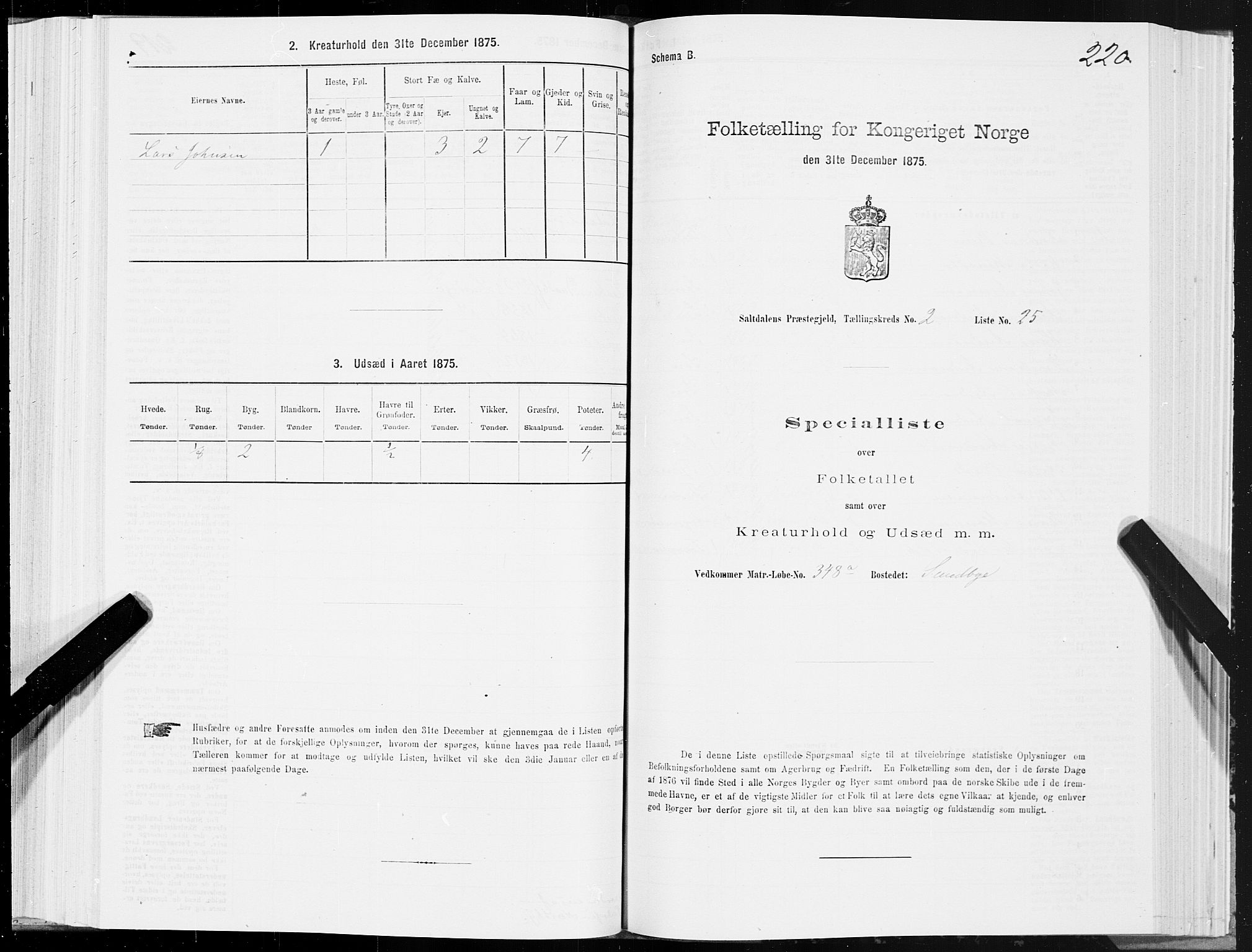 SAT, Folketelling 1875 for 1840P Saltdal prestegjeld, 1875, s. 1220