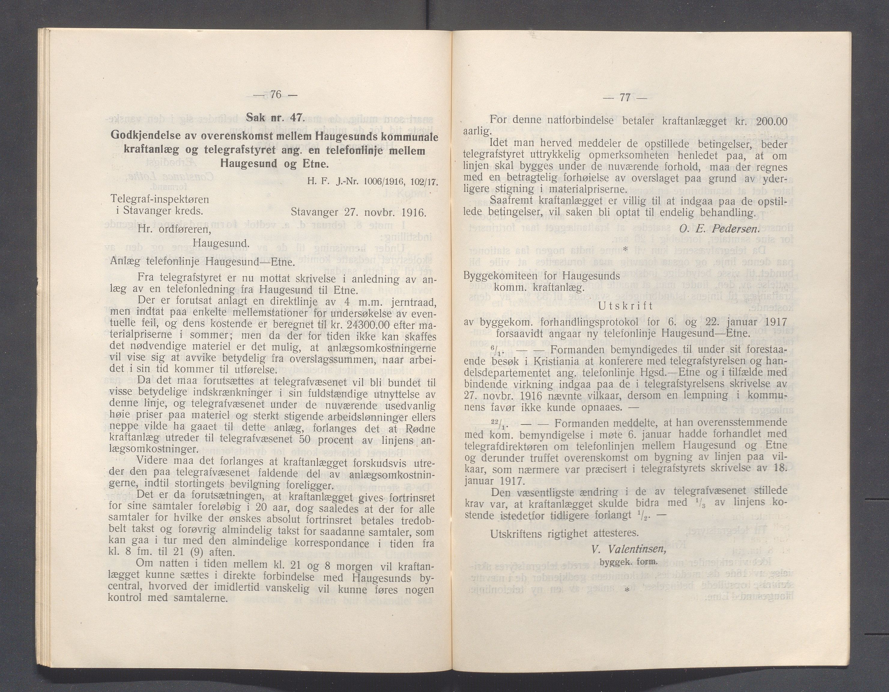 Haugesund kommune - Formannskapet og Bystyret, IKAR/A-740/A/Abb/L0002: Bystyreforhandlinger, 1908-1917, s. 1130