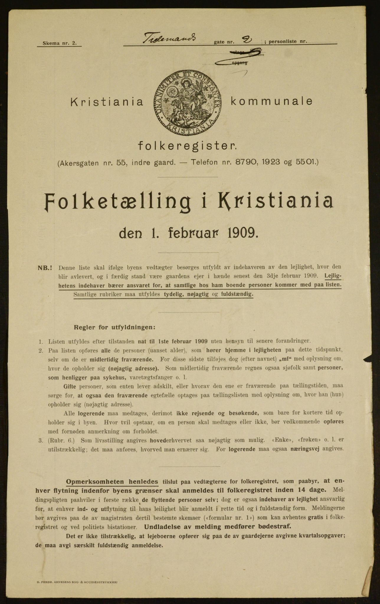 OBA, Kommunal folketelling 1.2.1909 for Kristiania kjøpstad, 1909, s. 100962